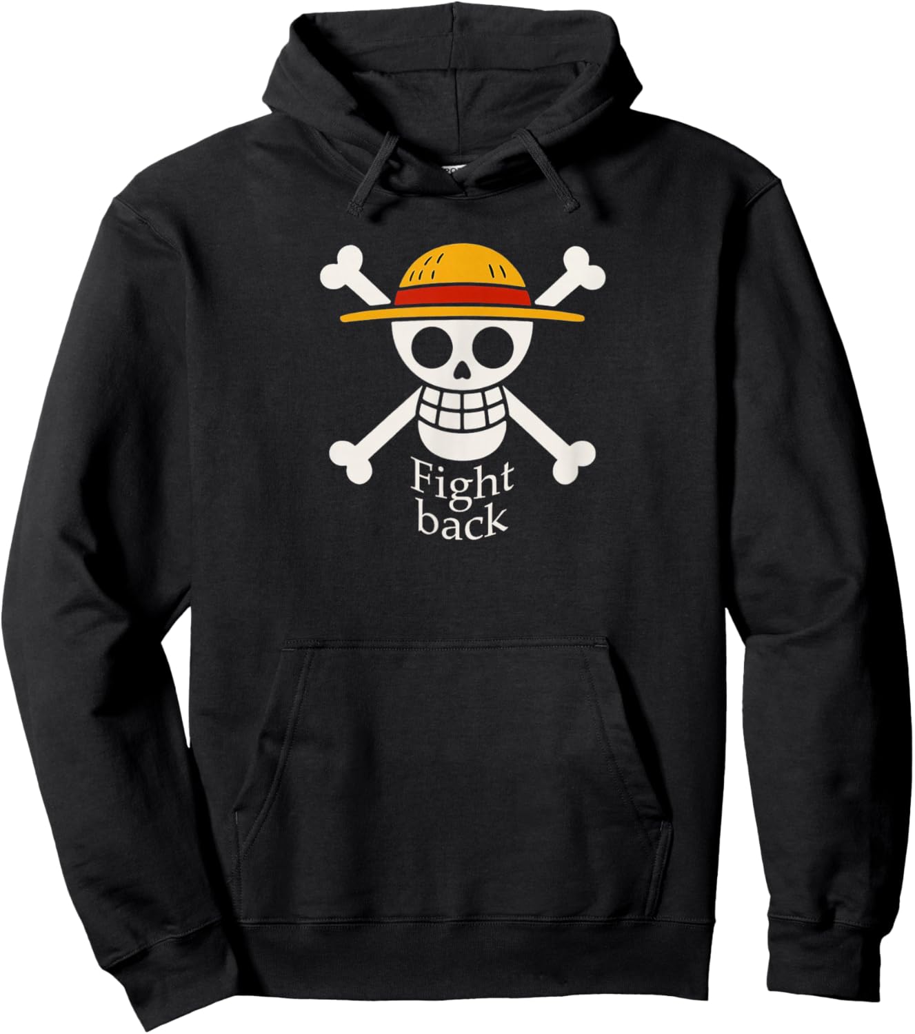 Straw Hat. Jolly Roger. Fight Back. Hoodie - Hoodie | Black