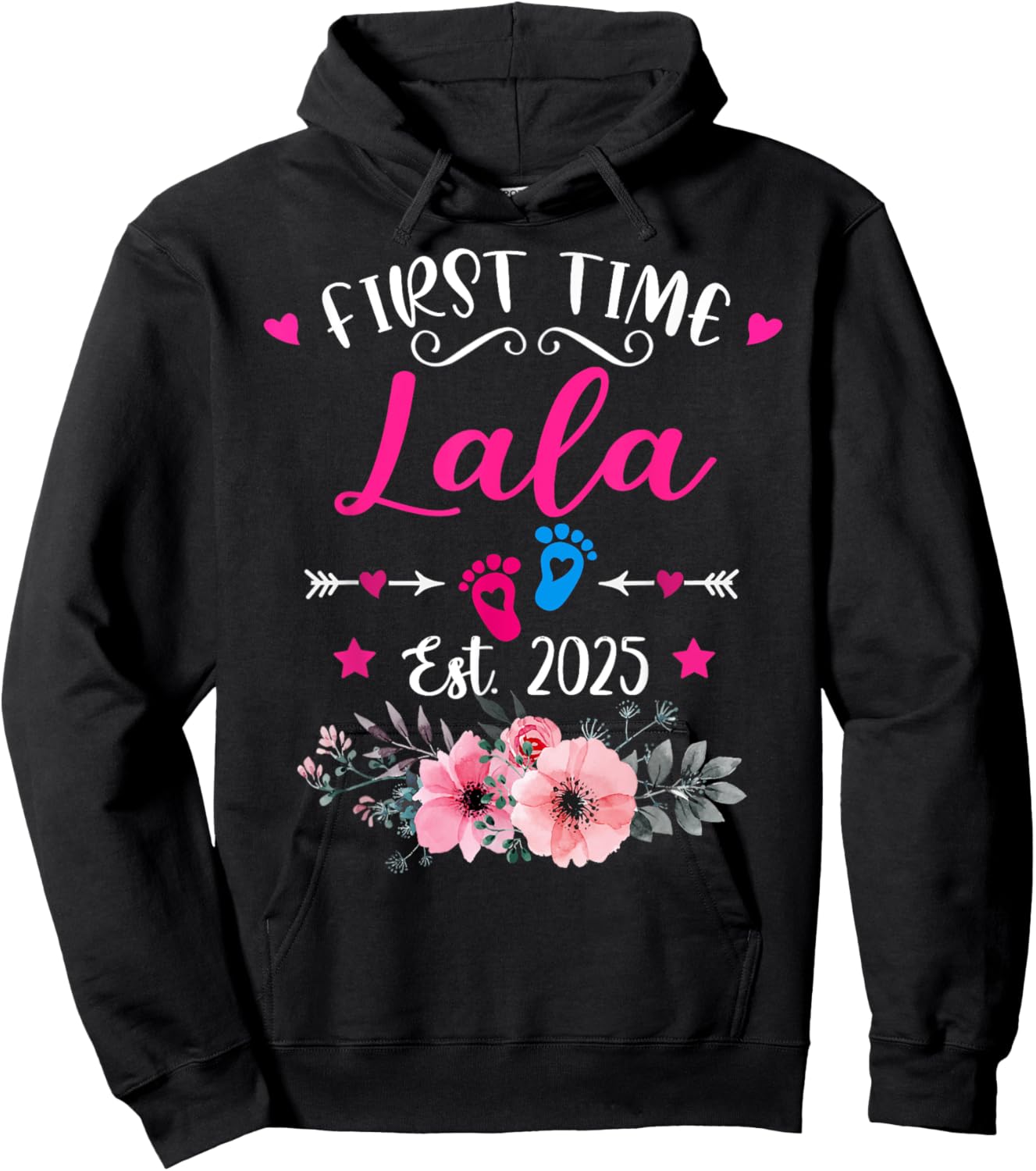 First Time Lala 2025 Mother's Day Soon To Be Mom Pregnancy Hoodie - Hoodie | Black