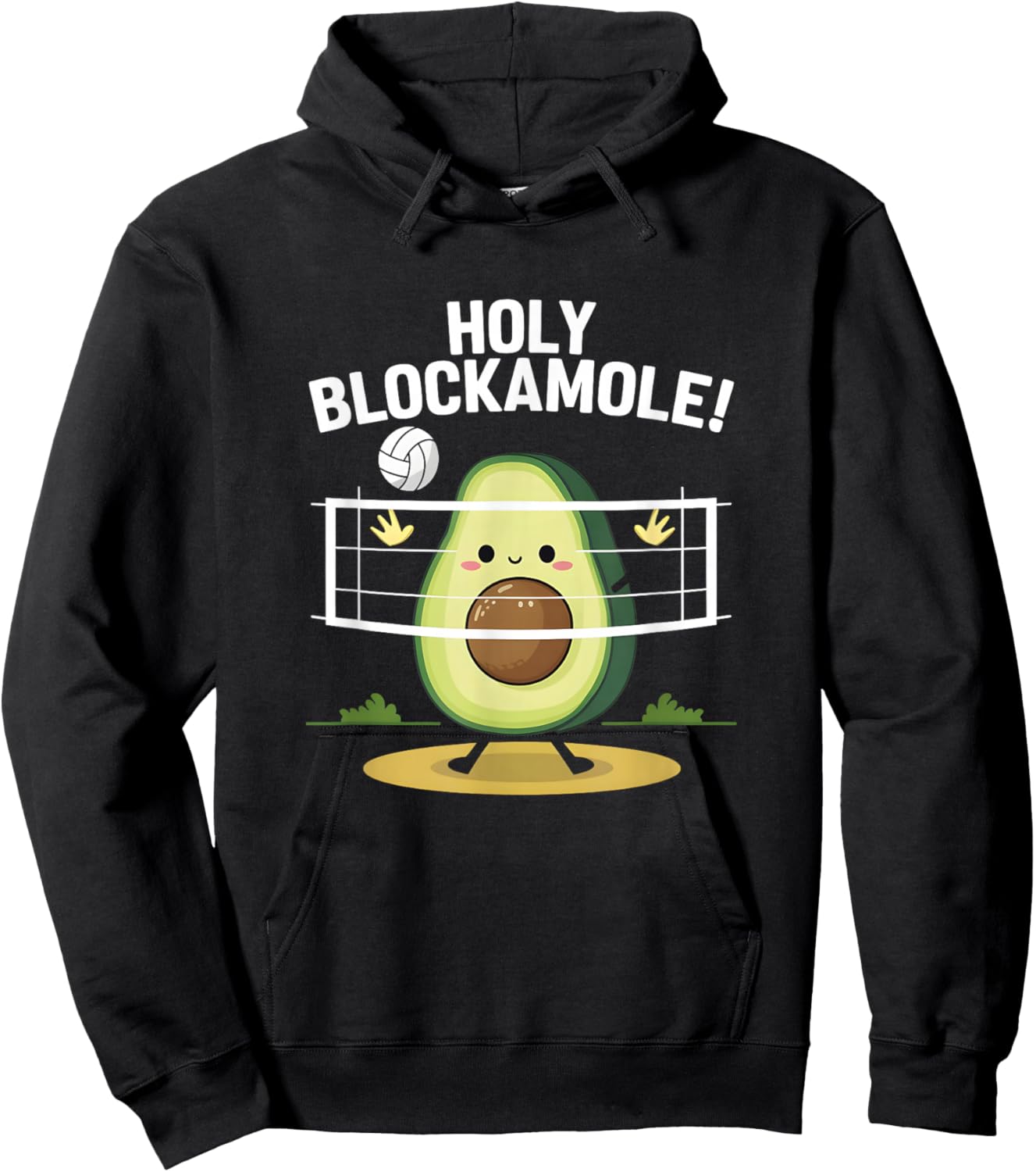 Holy Blockamole! Avocado Volleyball Fun Hoodie - Hoodie | Black