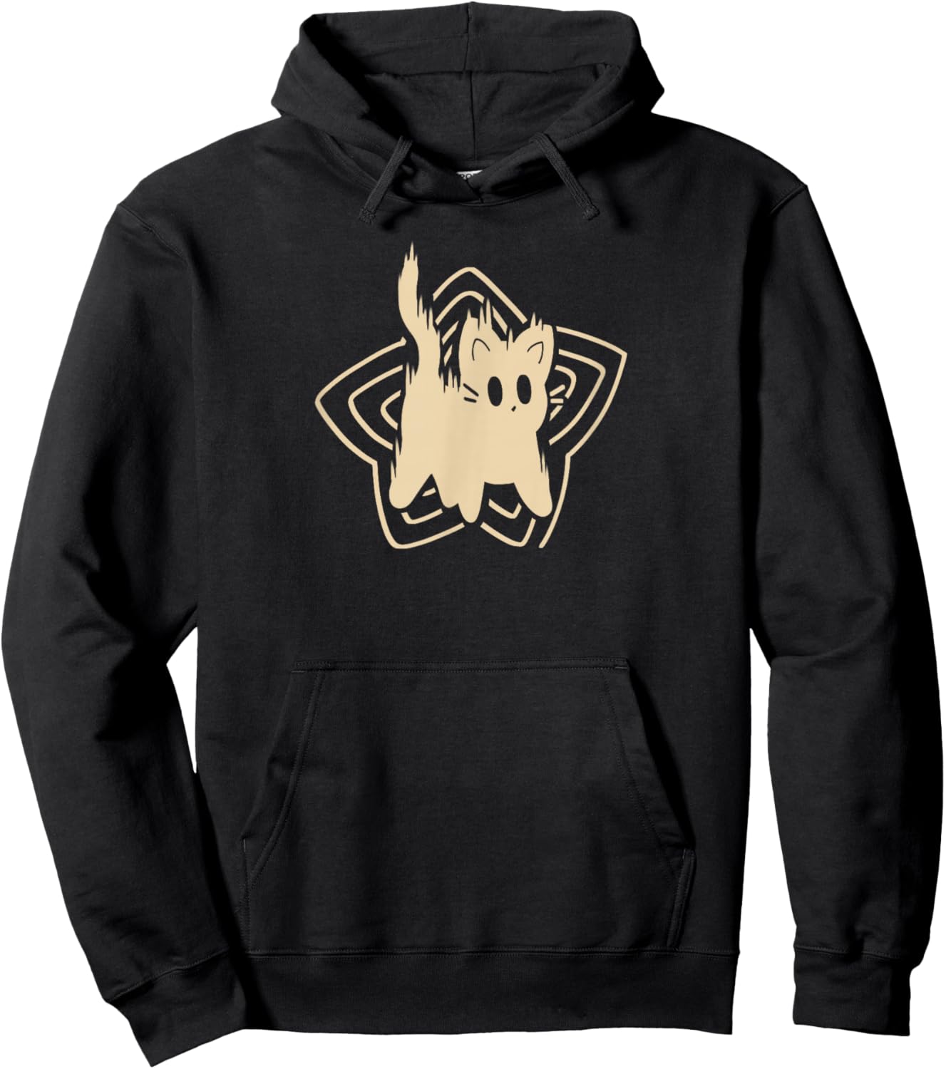 90s Y2K Cute Scary Scared Tomcat Cat Hoodie - Hoodie | Black