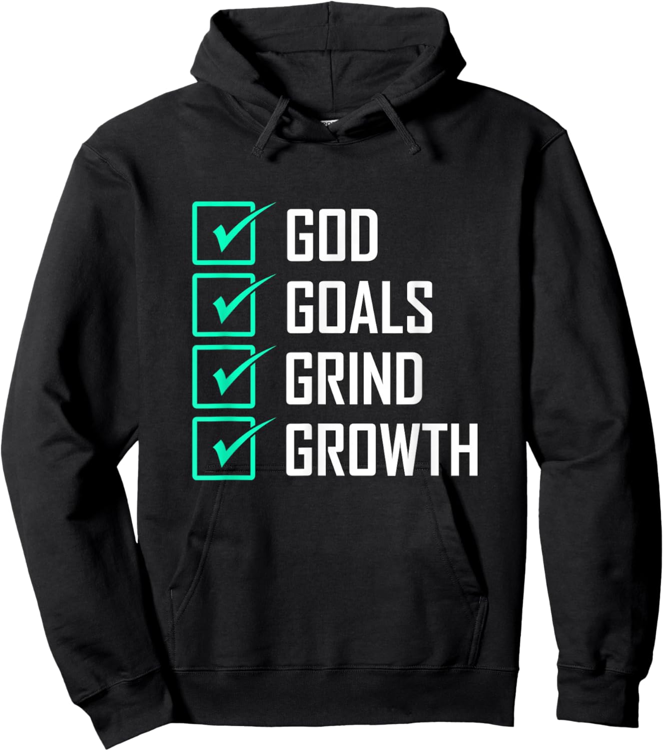 Light Teal Aqua Color Goals Grind Growth Light Teal Aqua Hoodie - Hoodie | Black