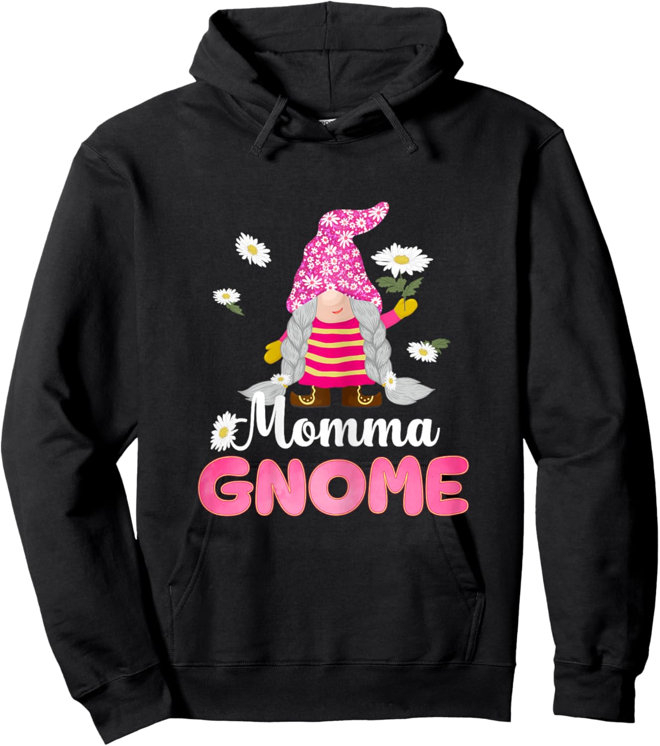 Cute Momma Gnome Flower Gifts For Mother's Day Mom Grandma Hoodie - Hoodie | Black