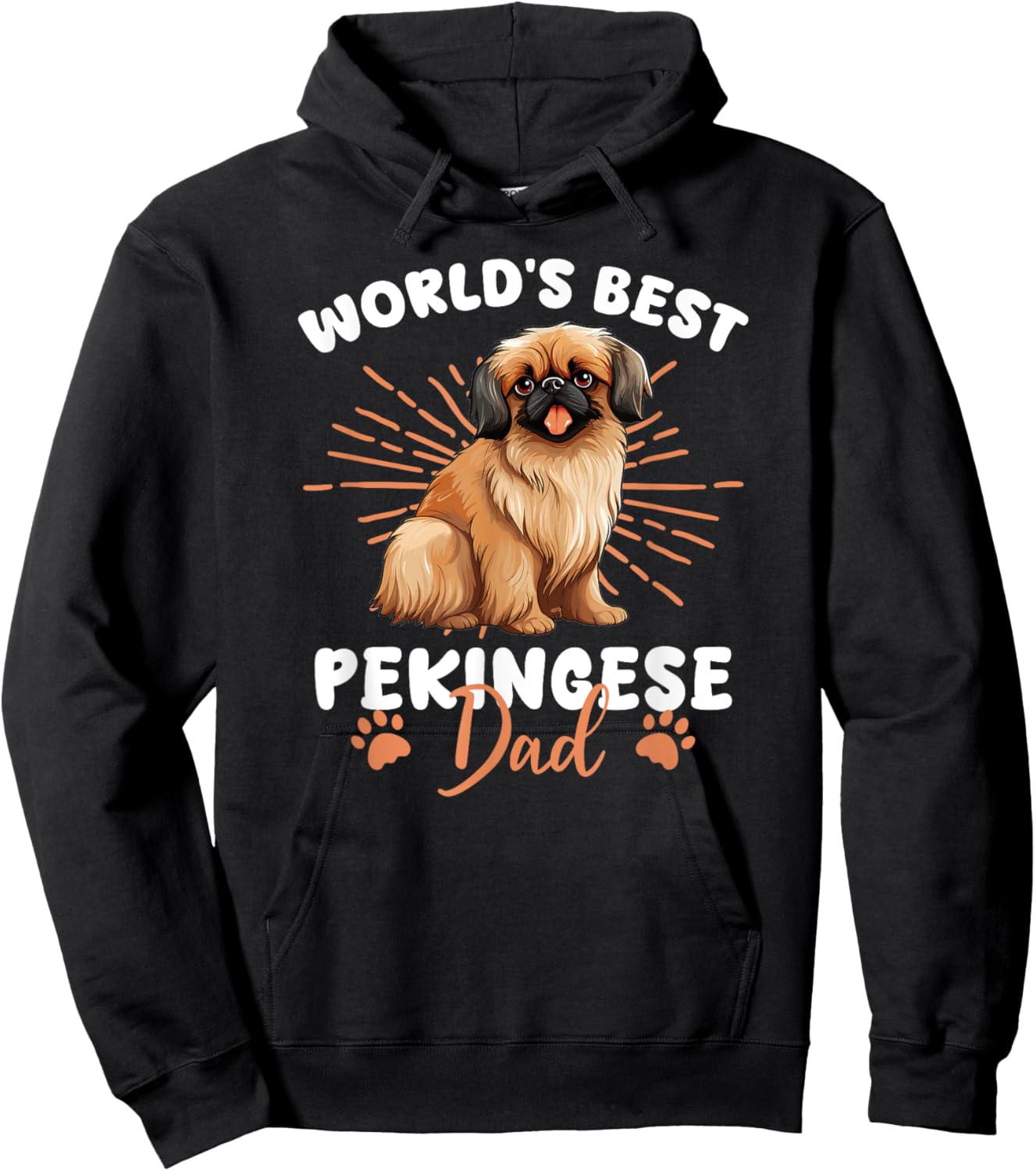 Pekingese Groovy World's Best Pekingese Dad Hoodie - Hoodie | Black