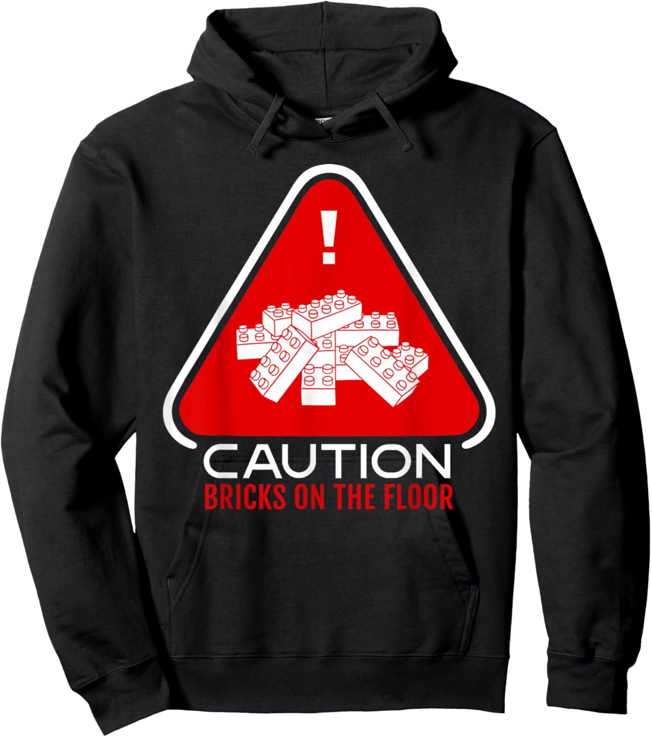 Funny Building Blocks Warning Caution Bricks On The Floor Hoodie - Hoodie | Black