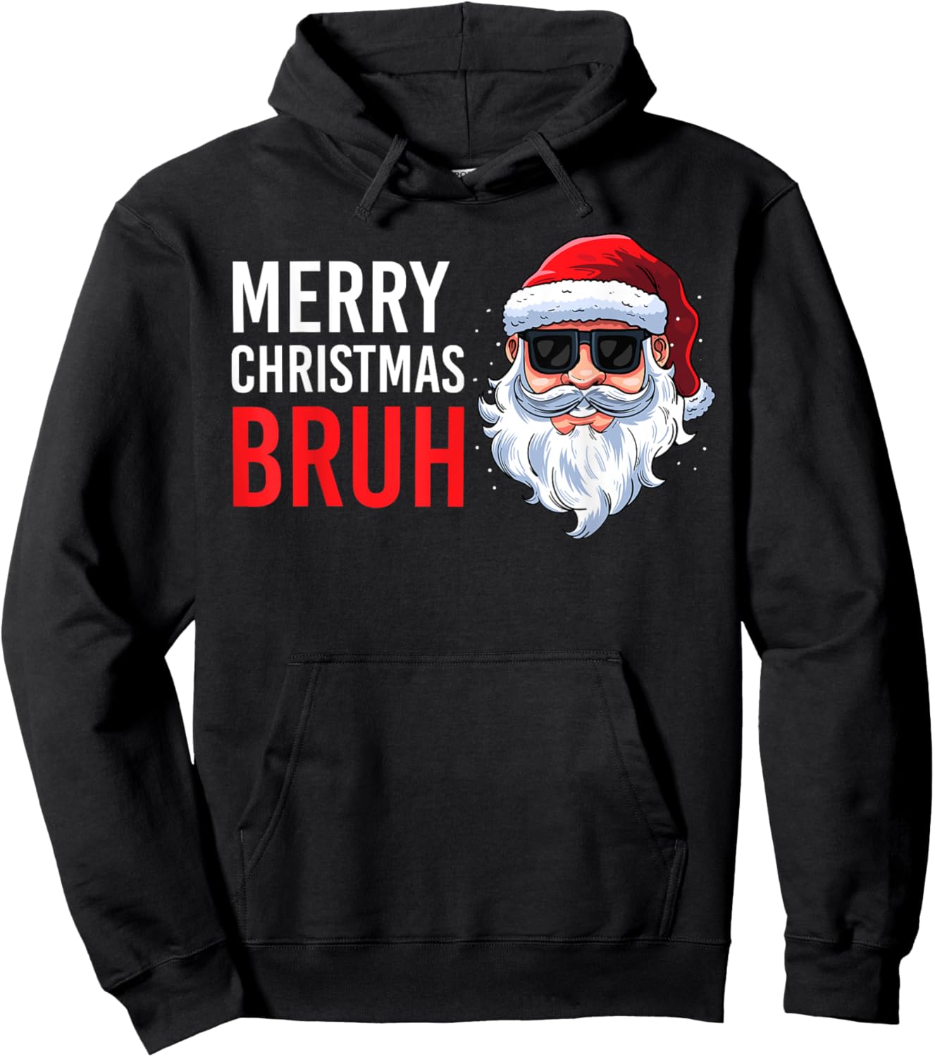 Merry Christmas Bruh Meme Funny Saying for Brother Boys Men Hoodie - Hoodie | Black