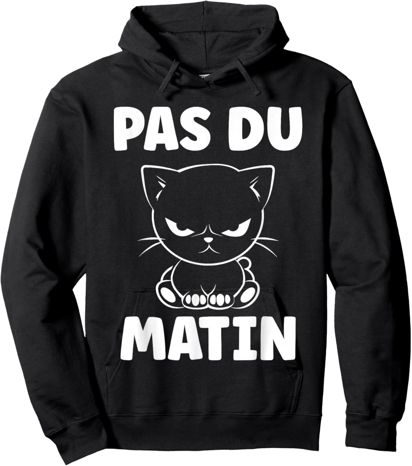 Humour réveil Matin Chat Mignon grognon Drole Pas du Matin Hoodie - Hoodie | Black