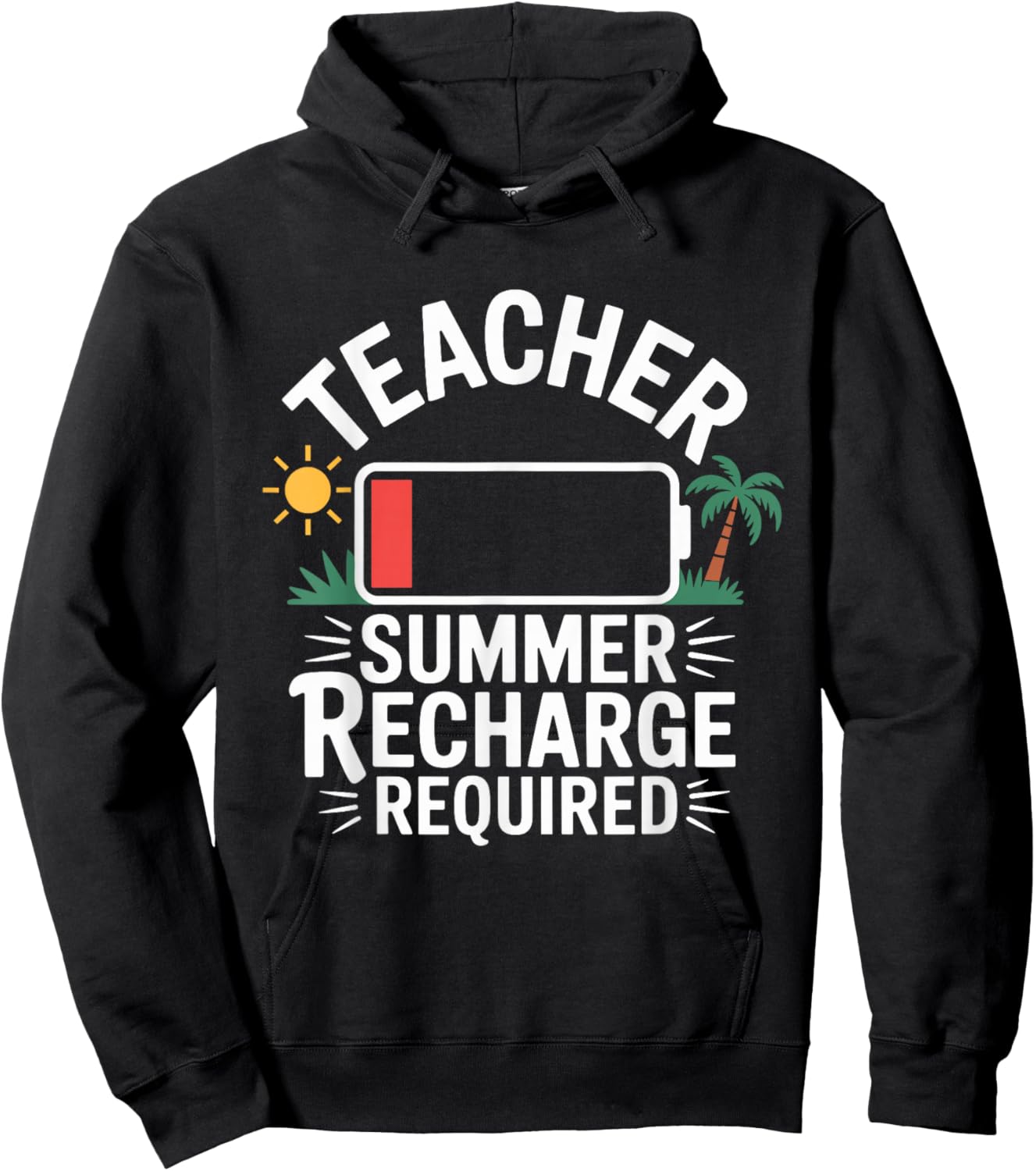 Funny Teacher Summer Recharge Hoodie - Hoodie | Black