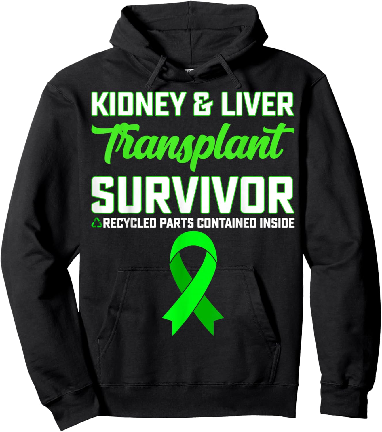 Kidney & Liver Transplant Recipient - Green Ribbon Gifts Hoodie - Hoodie | Black