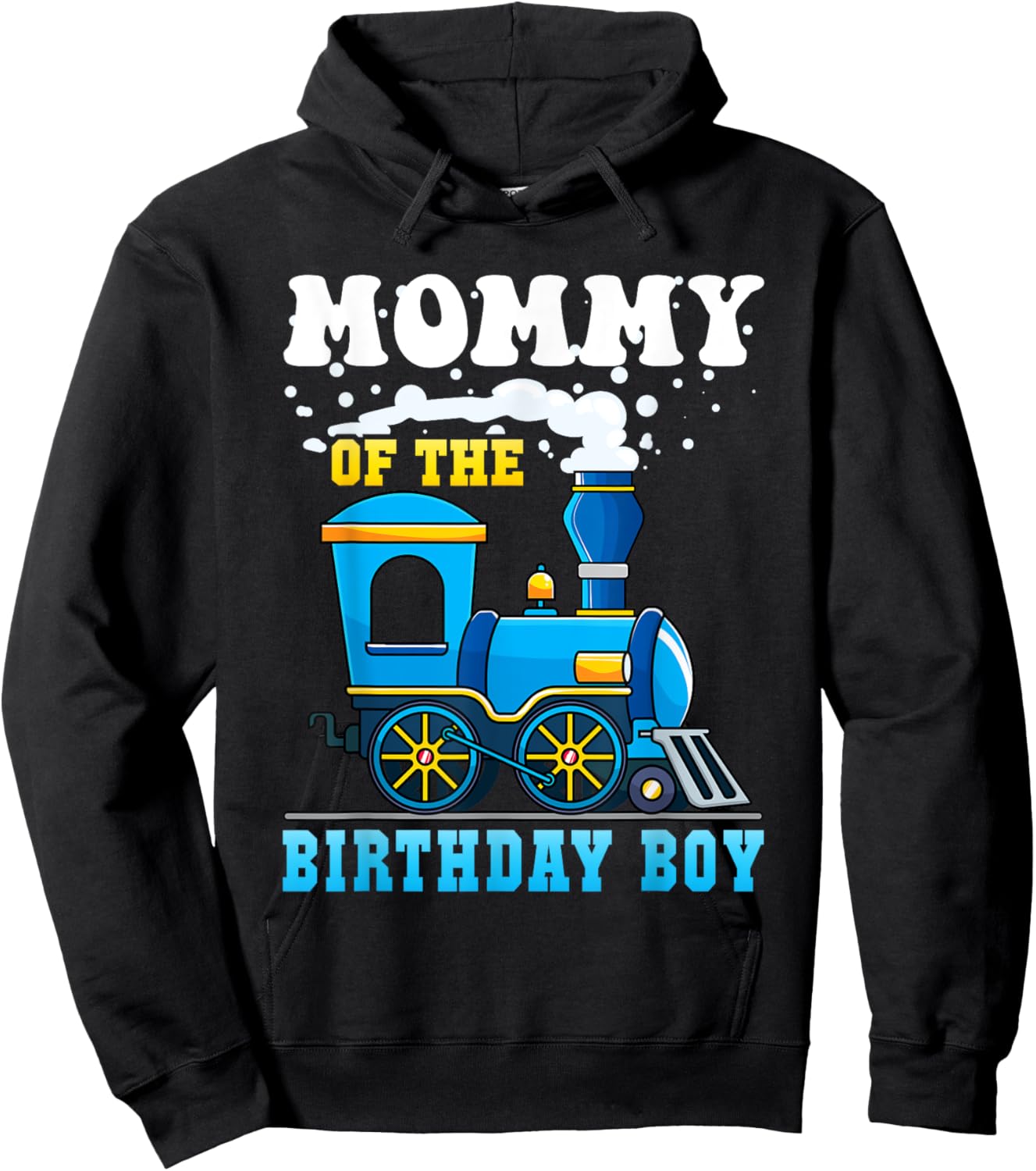 Mommy of the Birthday Boy Train Lover Party Family Matching Hoodie - Hoodie | Black