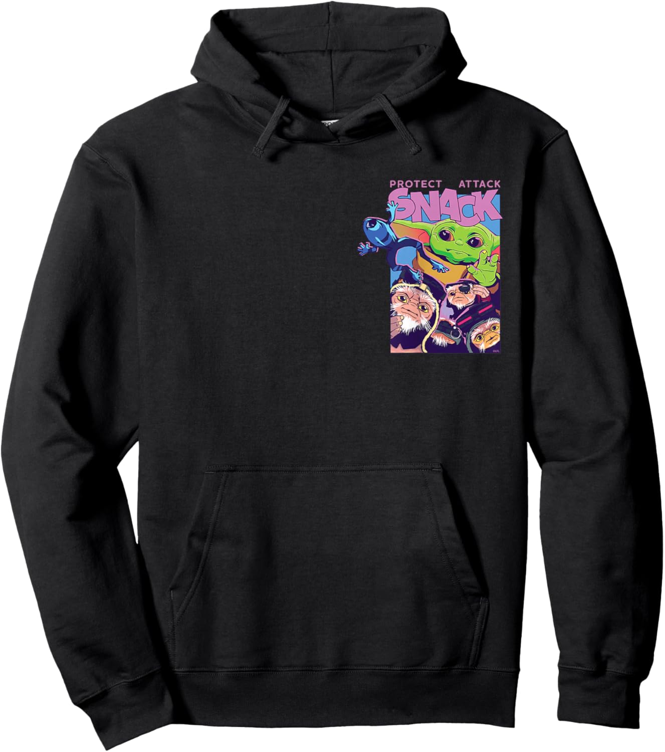 Star Wars: The Mandalorian and Grogu Protect Attack Snack Hoodie - Hoodie | Black
