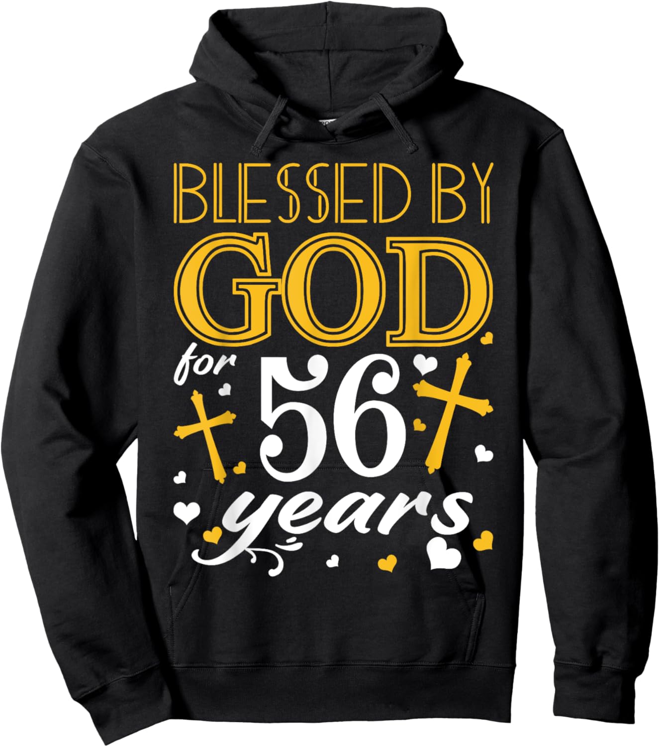 Vintage Blessed By God For 56 Years Happy 56th Birthday Hoodie - Hoodie | Black