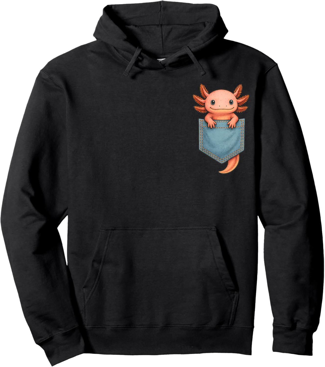 Cute Axolotl Pocket Funny Gifts Women Teen Kid Hoodie - Hoodie | Black