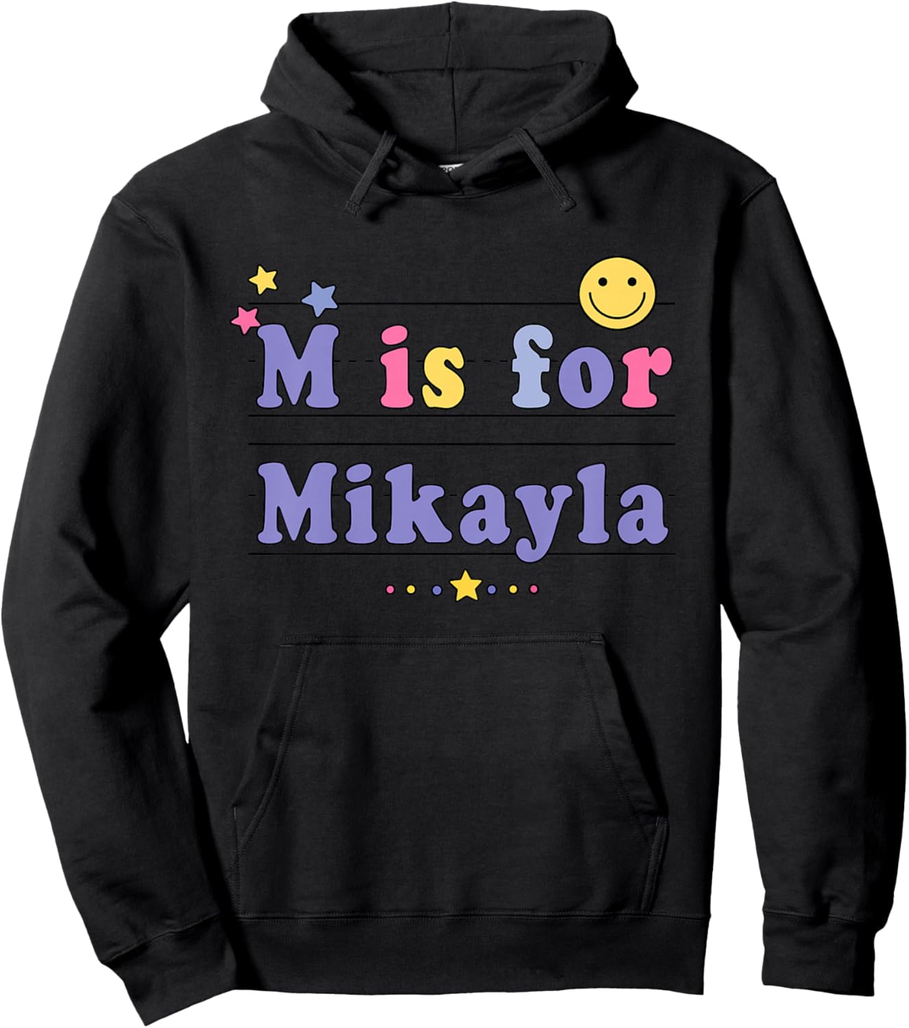 Kids Mikayla Name Shirt Alphabet M is for Mikayla Hoodie - Hoodie | Black