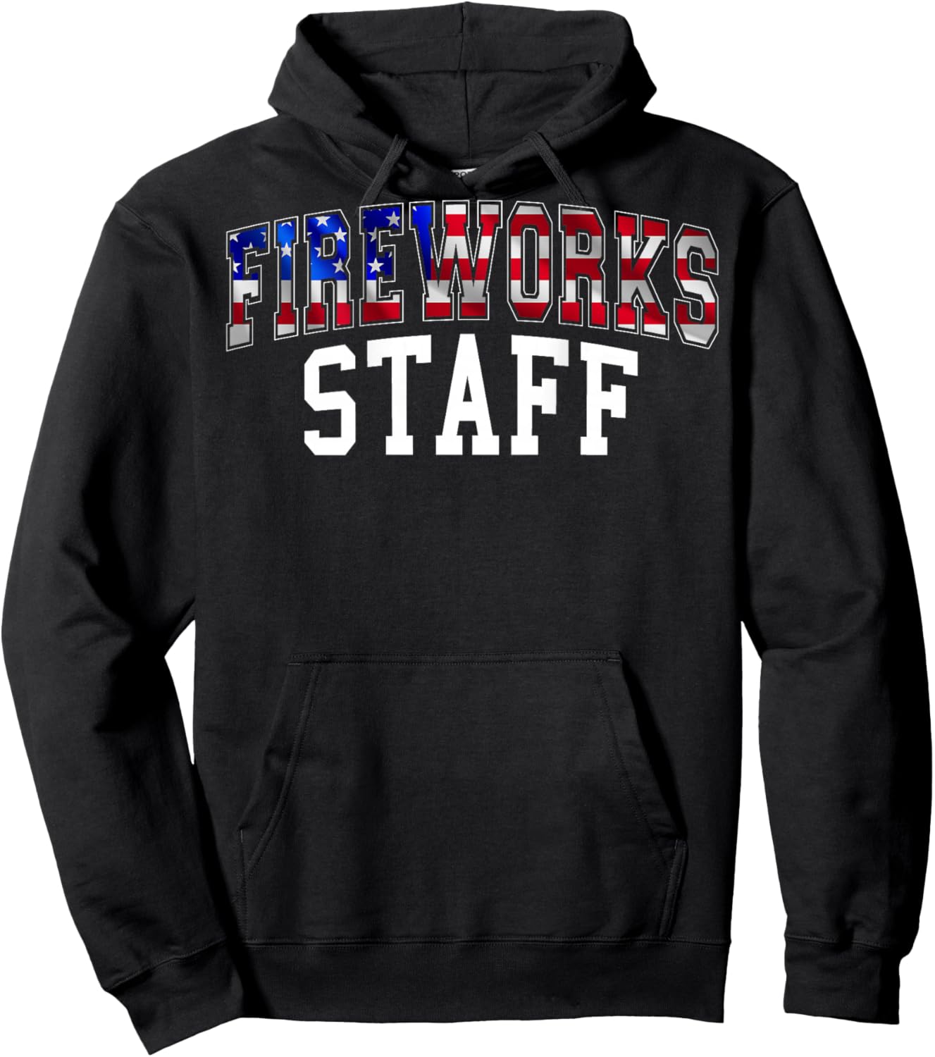 Fireworks Staff American Flag Varsity July 4th on the back Hoodie - Hoodie | Black