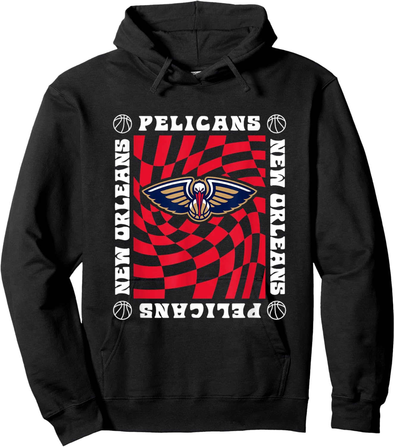 NBA New Orleans Pelicans Retro Checkerboard Wave Hoodie - Hoodie | Black