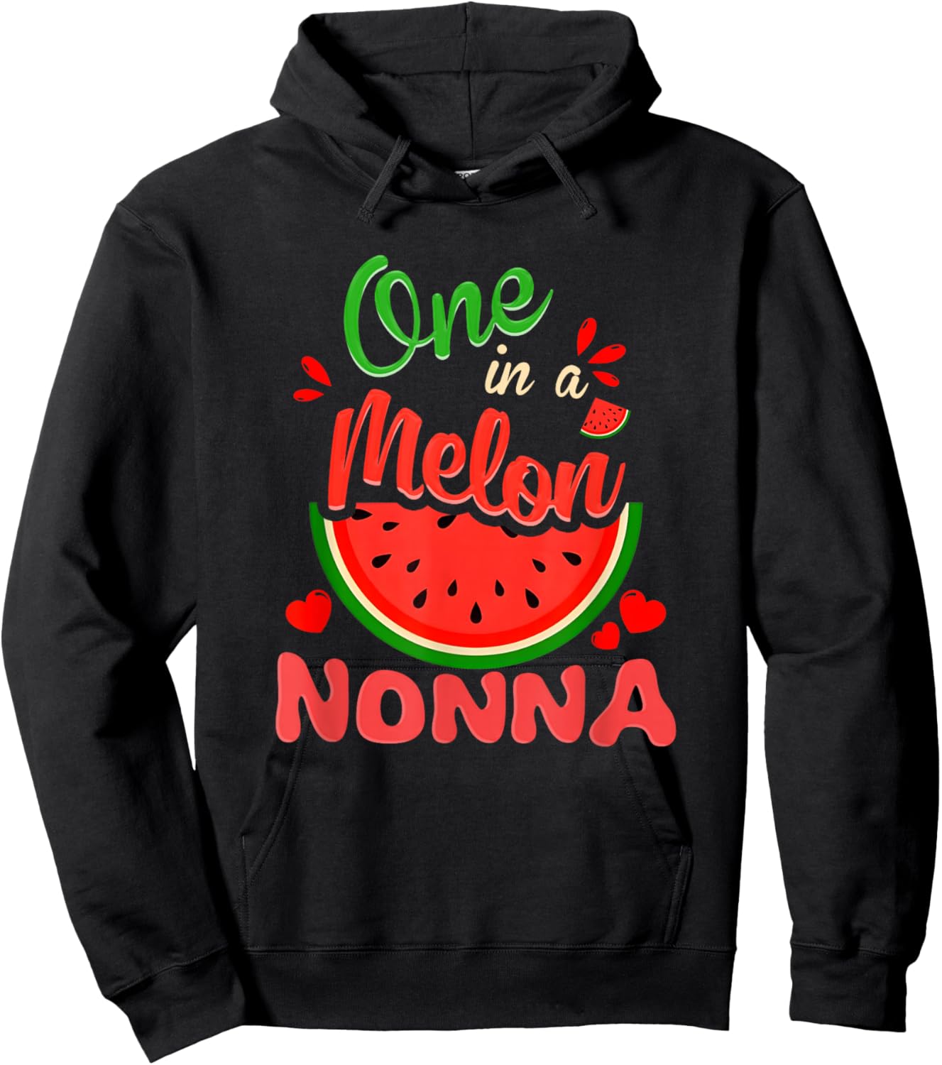 One in a Melon Nonna 1st Birthday Party Family Matching Hoodie - Hoodie | Black