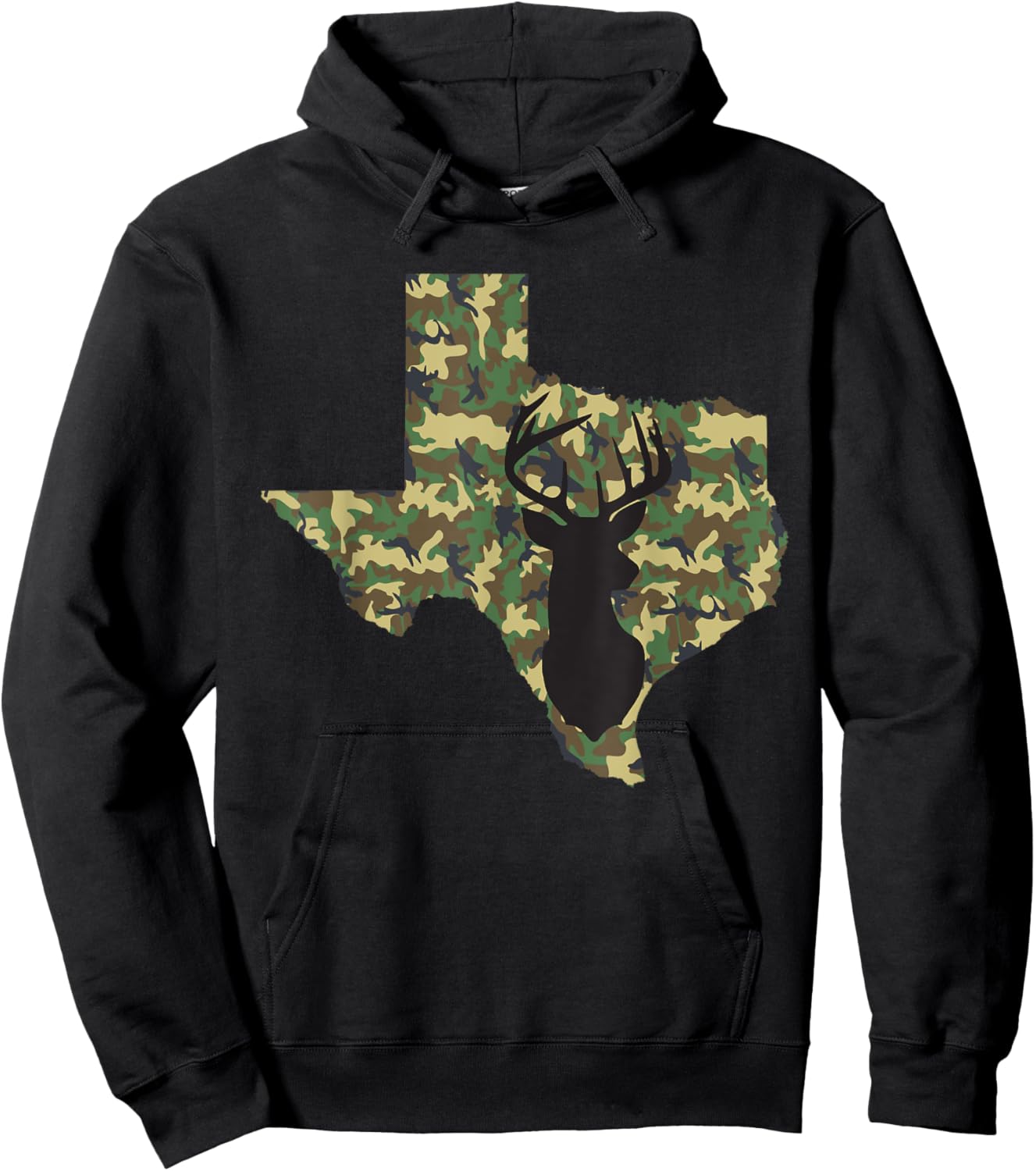 Deer Hunter Camouflage Hunting Safety Orange State Texas Hoodie - Hoodie | Black