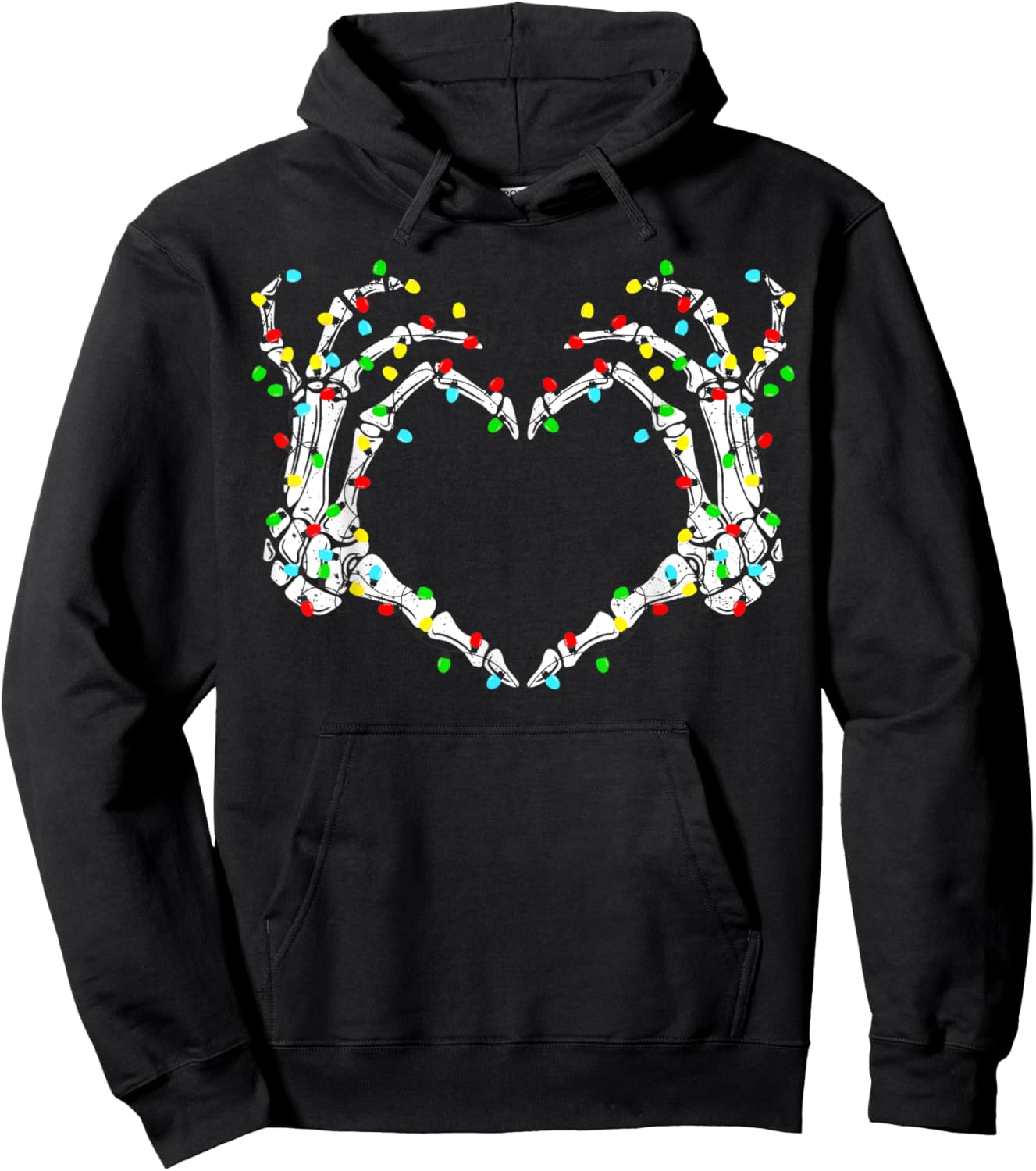 Skeleton Hands Heart Sign Light Christmas Costume Women Girl Hoodie - Hoodie | Black