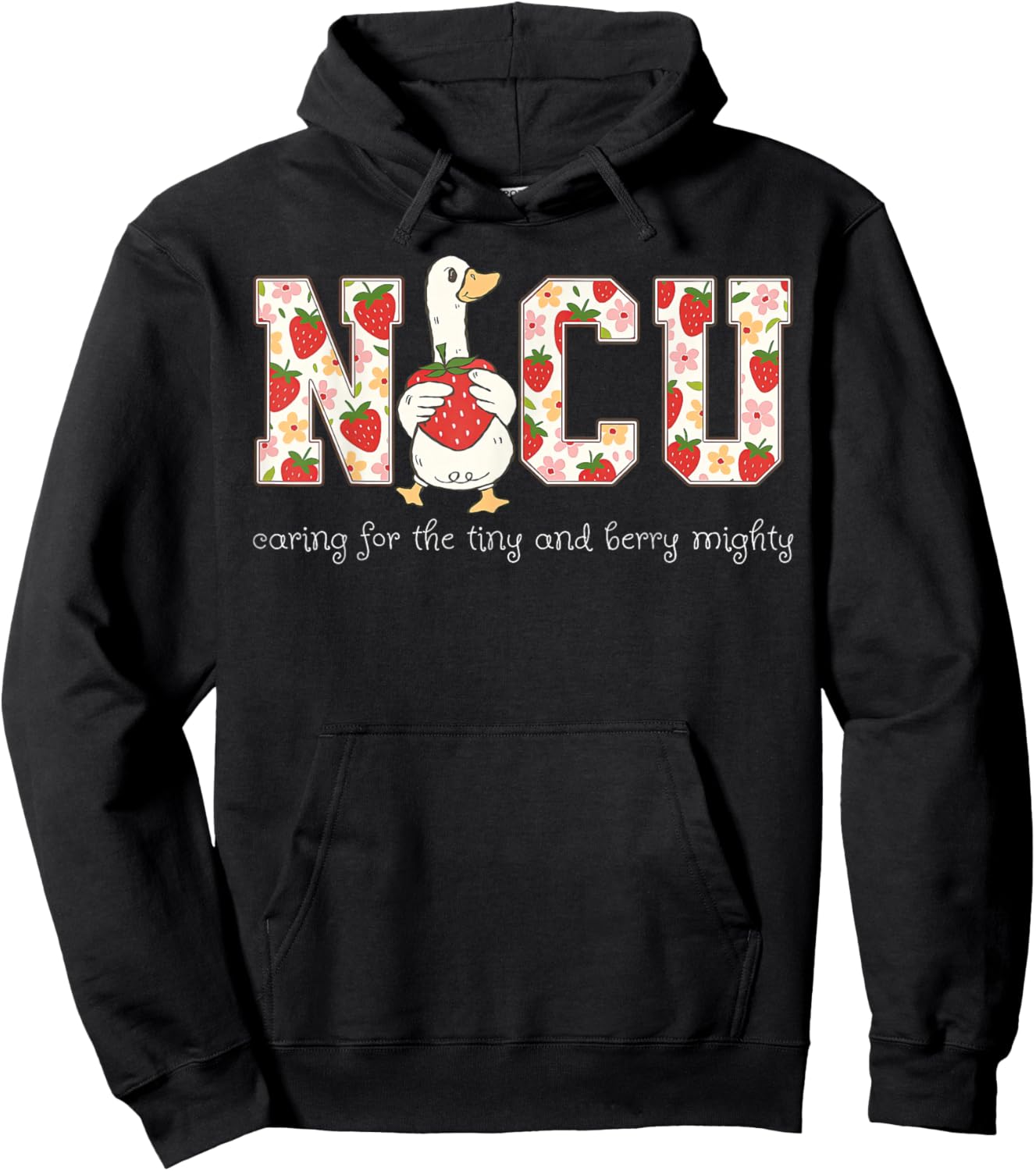NICU Nurse Goose Strawberry Neonatal Intensive Care Unit RN Hoodie - Hoodie | Black