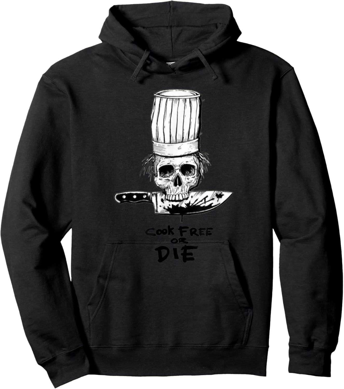 Bourdain Cook Free Or Die Funny Skull Chef Food Hoodie - Hoodie | Black