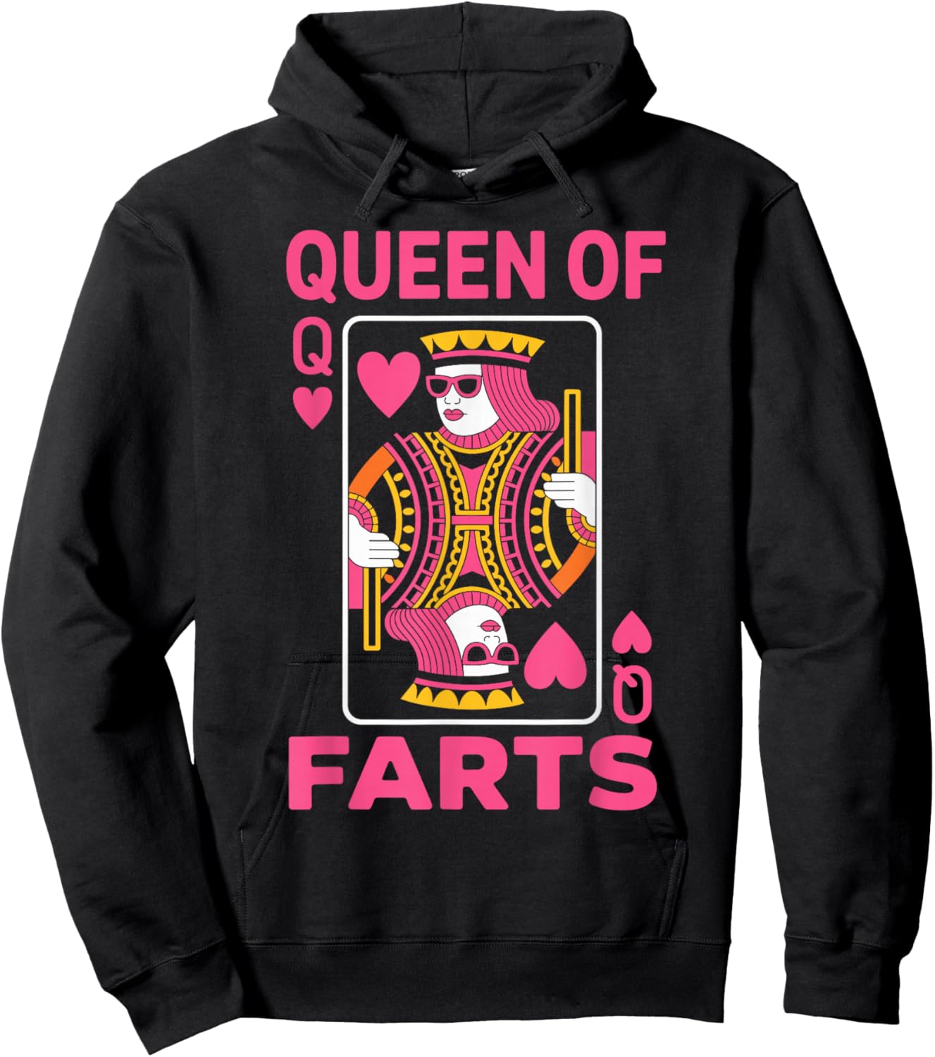 Queen of Farts Funny Humor Card Game Parody Hoodie - Hoodie | Black
