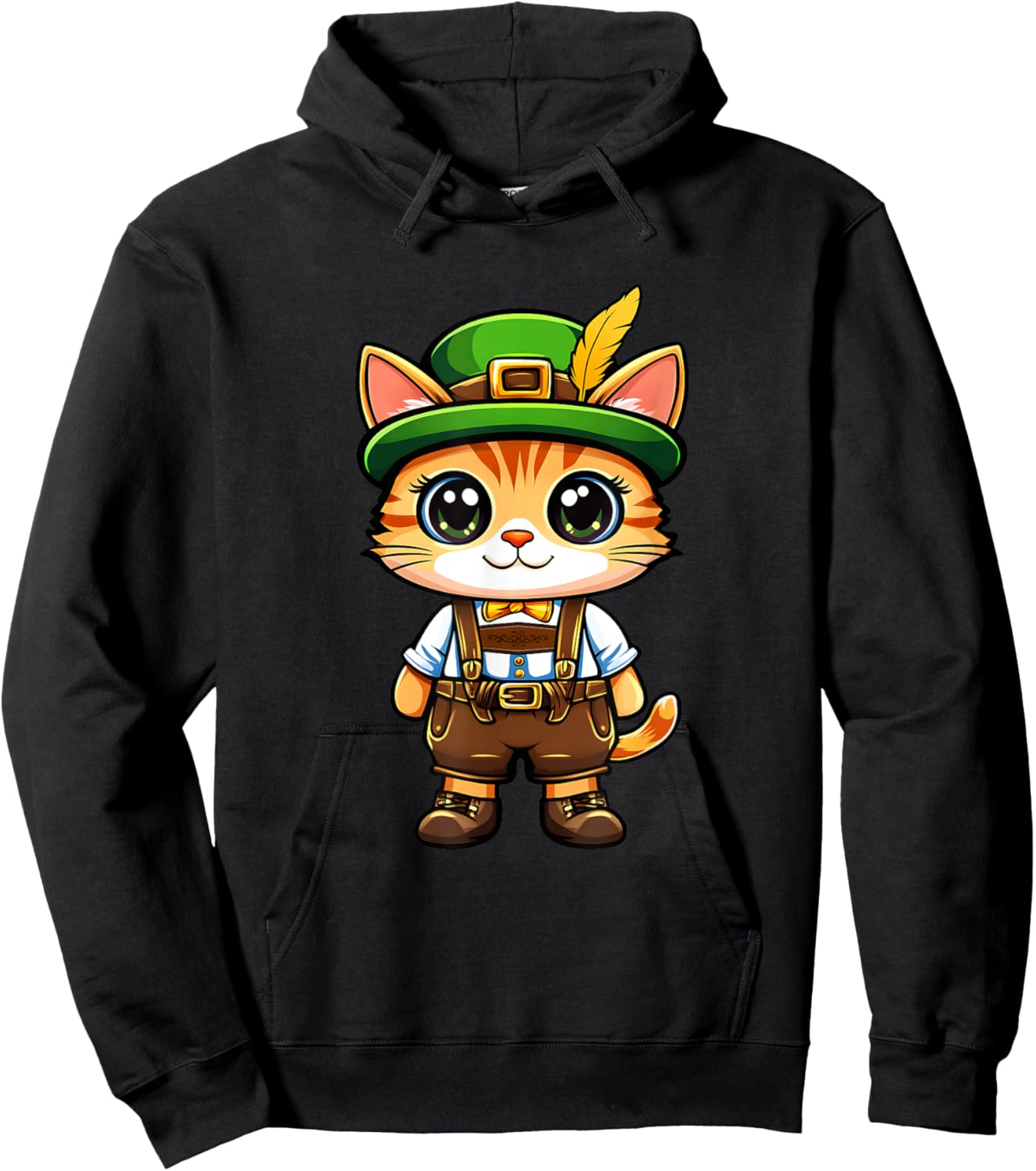 Oktoberfest Cat Funny German Bavarian Lederhosen Cat Lover Hoodie - Hoodie | Black