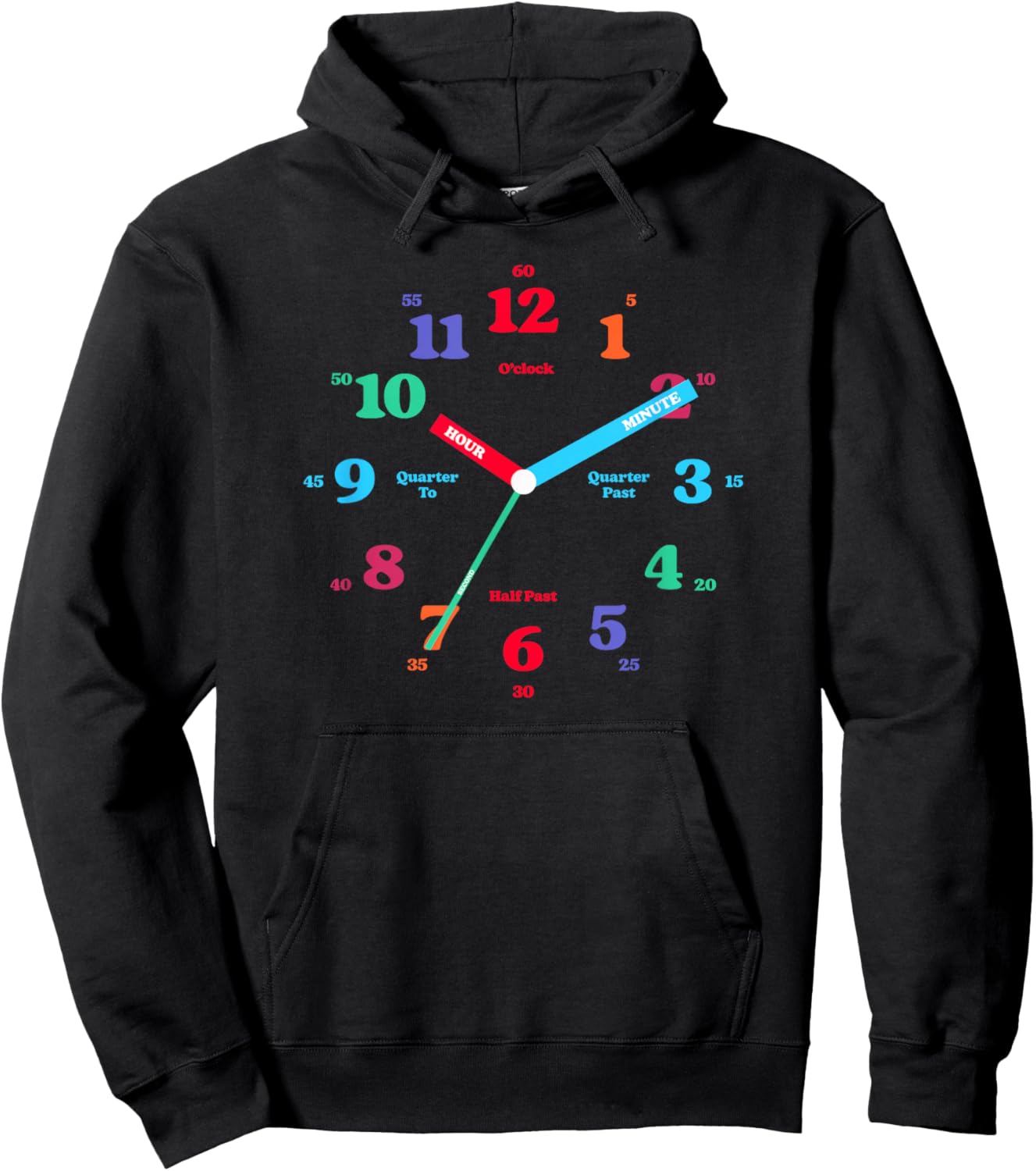 Time Teaching Clock Kids Young Child Hoodie - Hoodie | Black