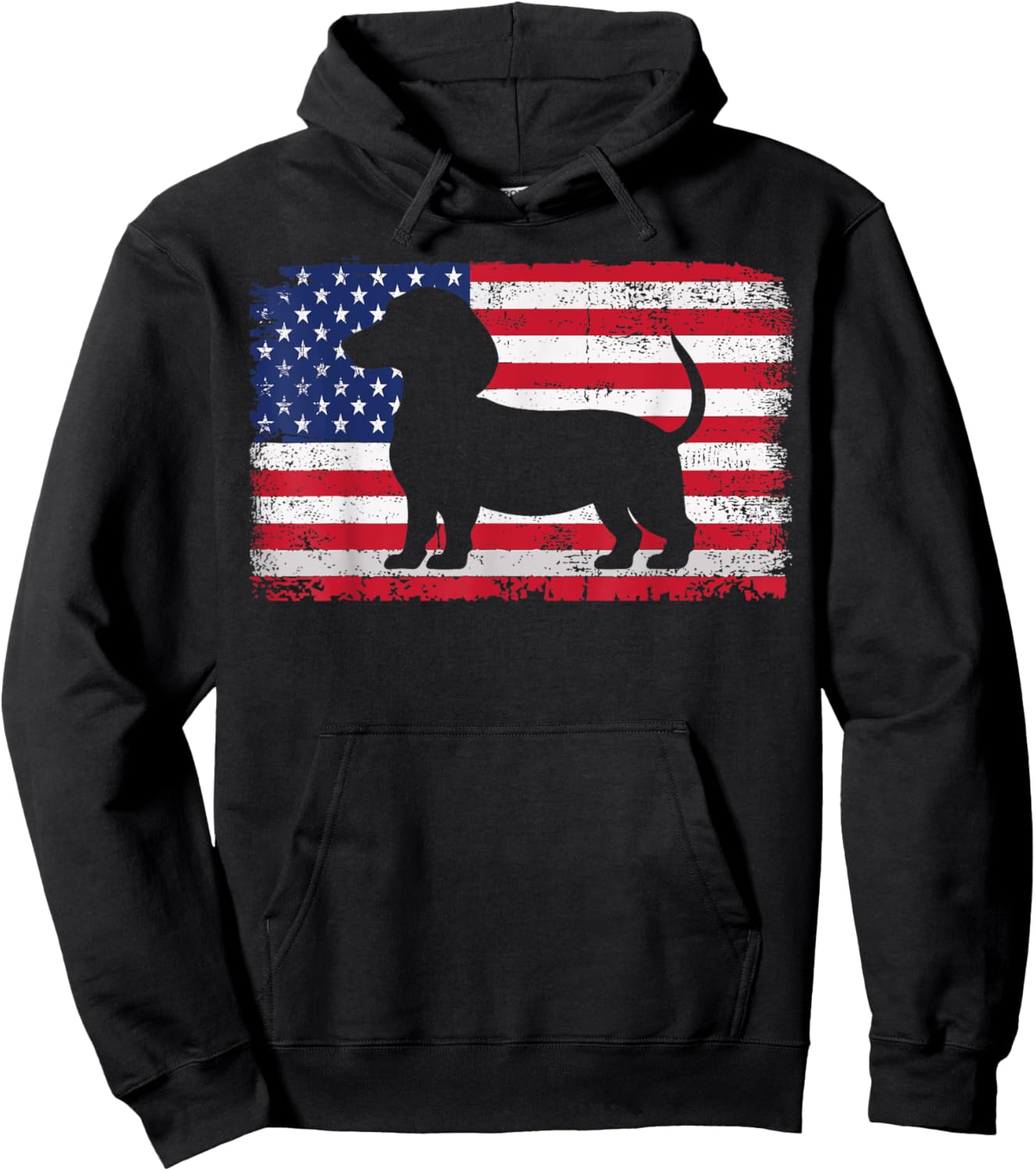 Dachshund Dog Lover 4th of July Patriotic American Flag USA Hoodie - Hoodie | Black