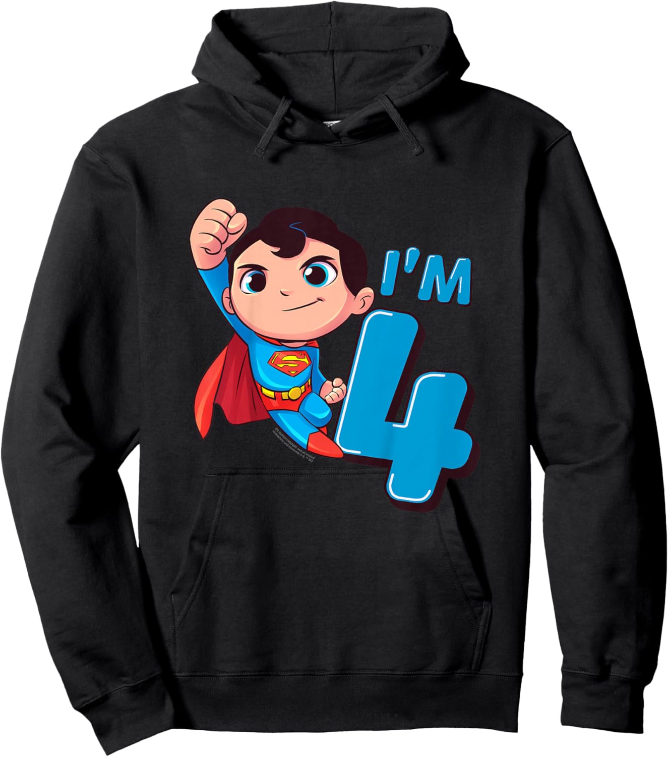 Kids Superman 4th Birthday Cute I'm 4 Hoodie - Hoodie | Black