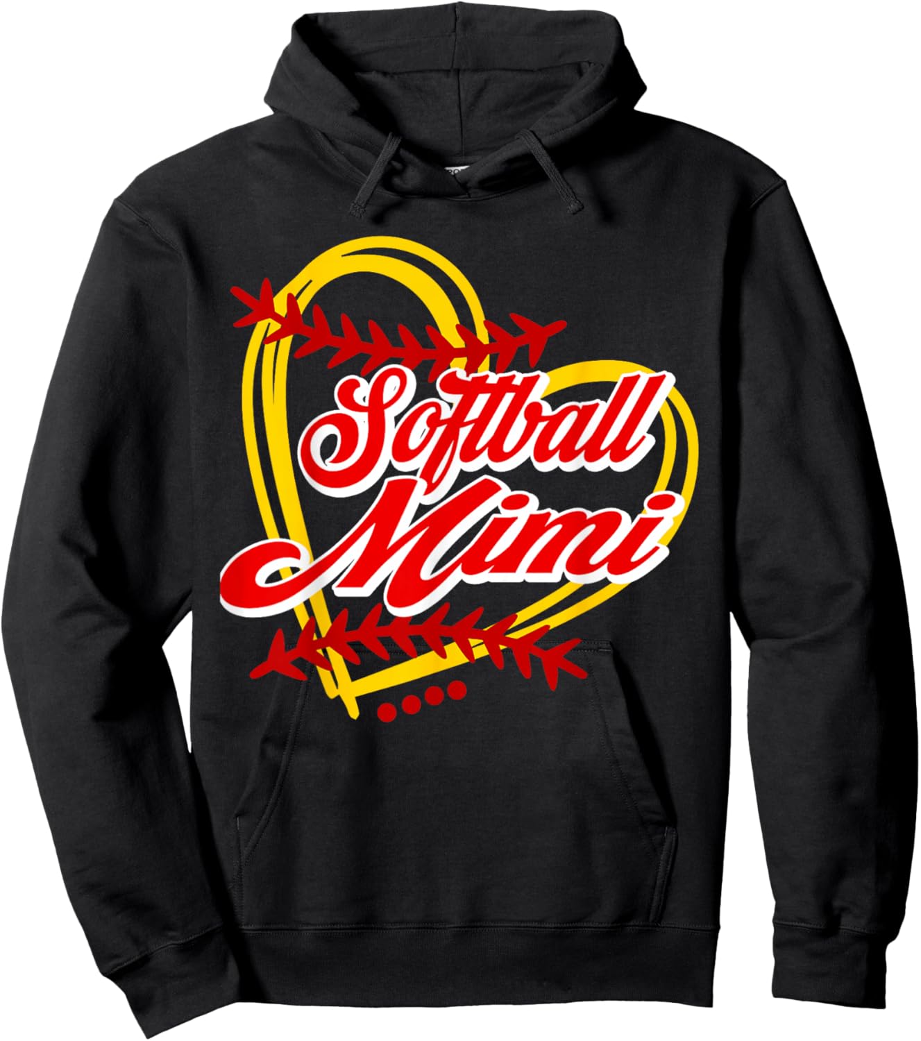 Softball Mimi Heart Softball Player Lover Hoodie - Hoodie | Black
