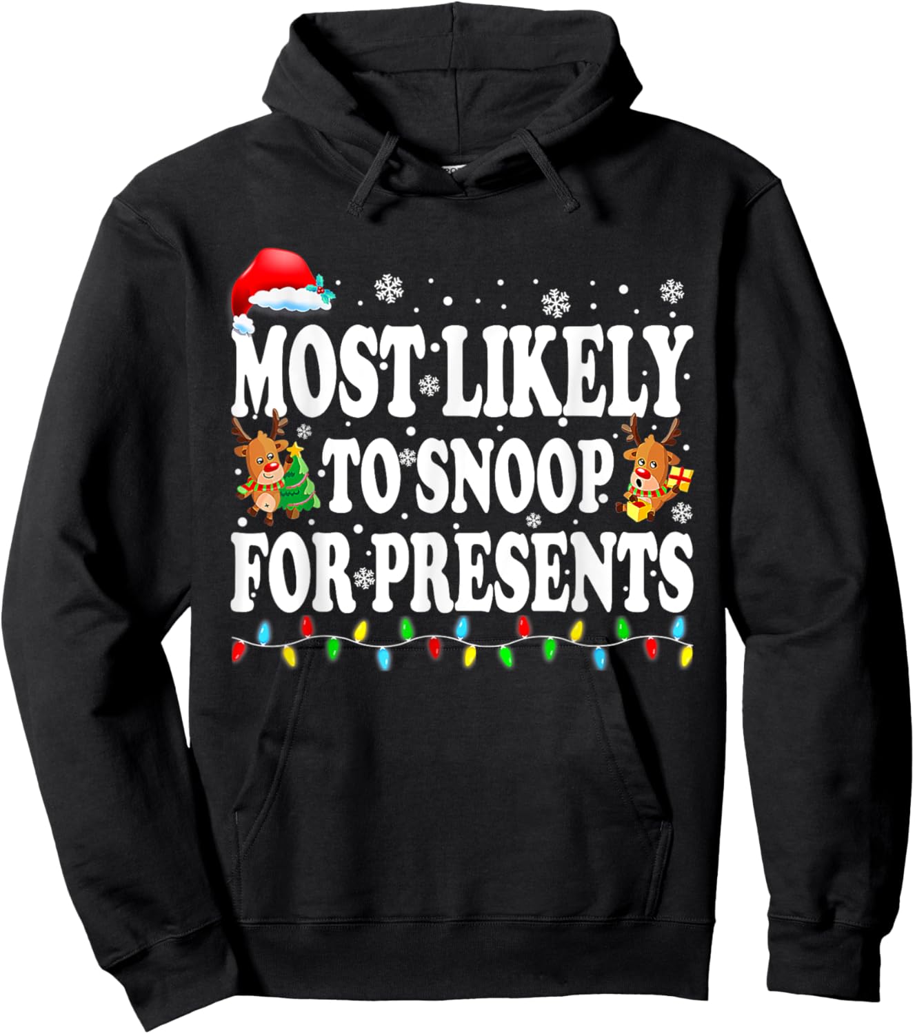 Most Likely To Snoop For Presents Family Christmas Pajamas Hoodie - Hoodie | Black