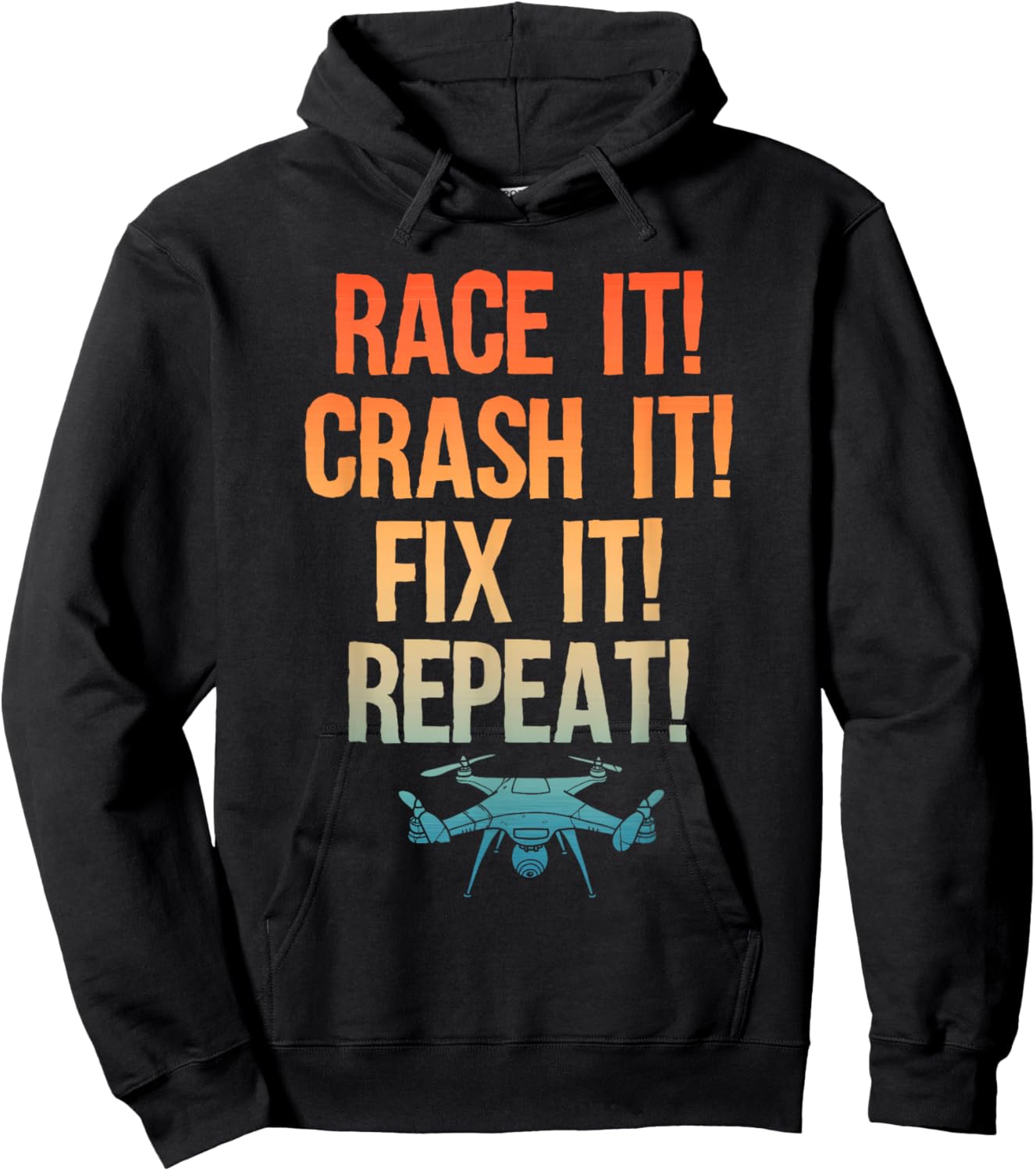 Funny Drone Art Women Boys Drone Racing Drone Pilot Hoodie - Hoodie | Black