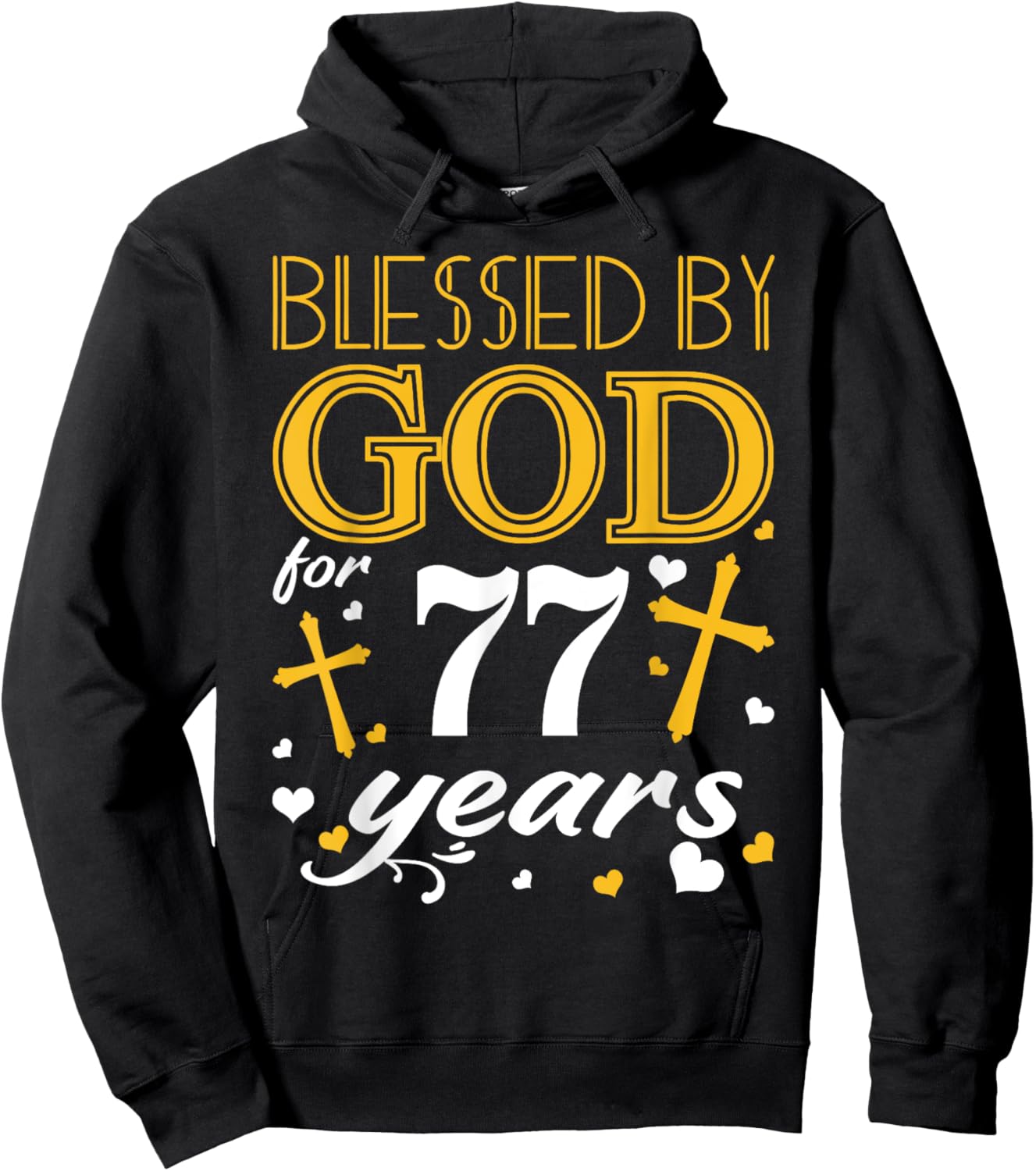 Vintage Blessed By God For 77 Years Happy 77th Birthday Hoodie - Hoodie | Black