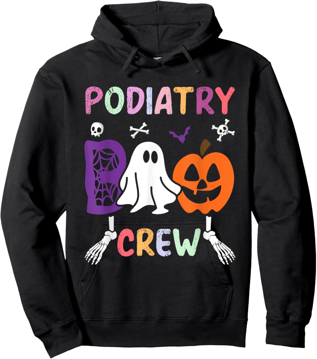 Podiatry Boo Crew Ghost Gift Halloween Spooky Costume Hoodie - Hoodie | Black