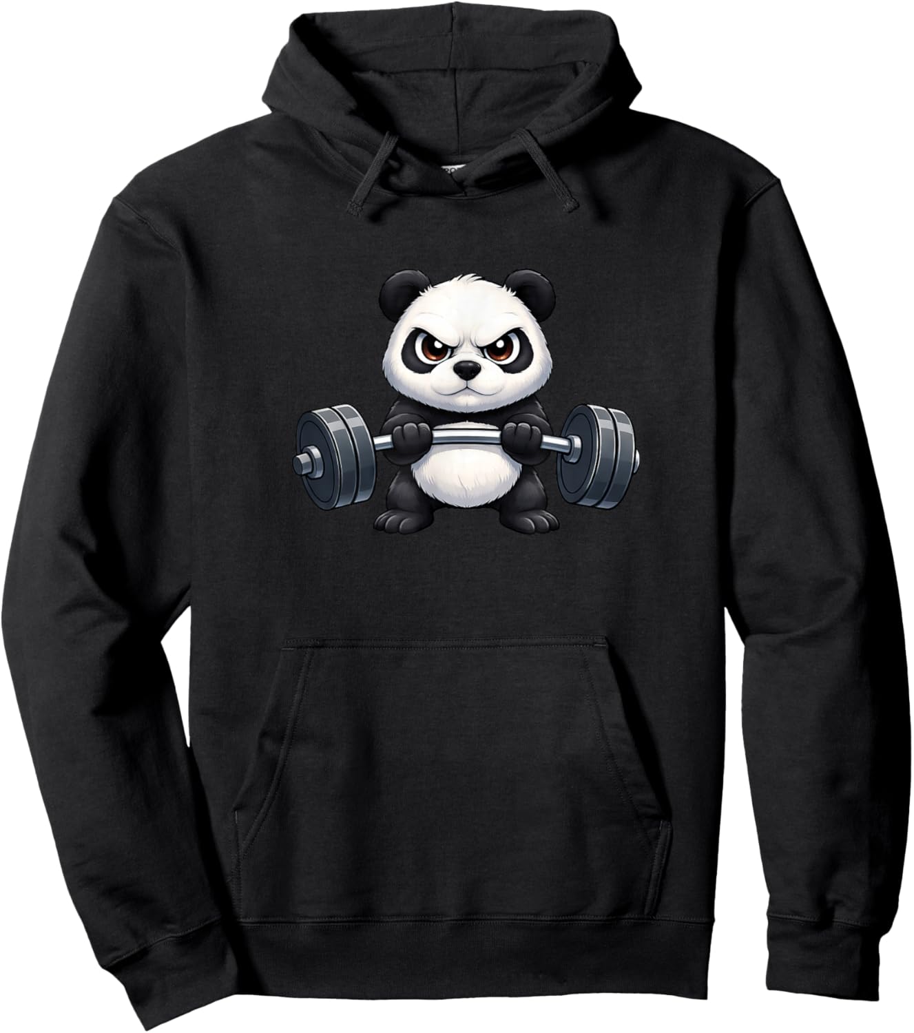 Cool Cartoon Panda Lifting Weights Gym Fitness Hoodie - Hoodie | Black