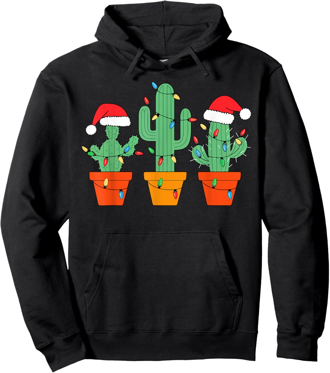 Christmas Cactus Cute Succulent Plant Xmas Men Women Kids Hoodie - Hoodie | Black