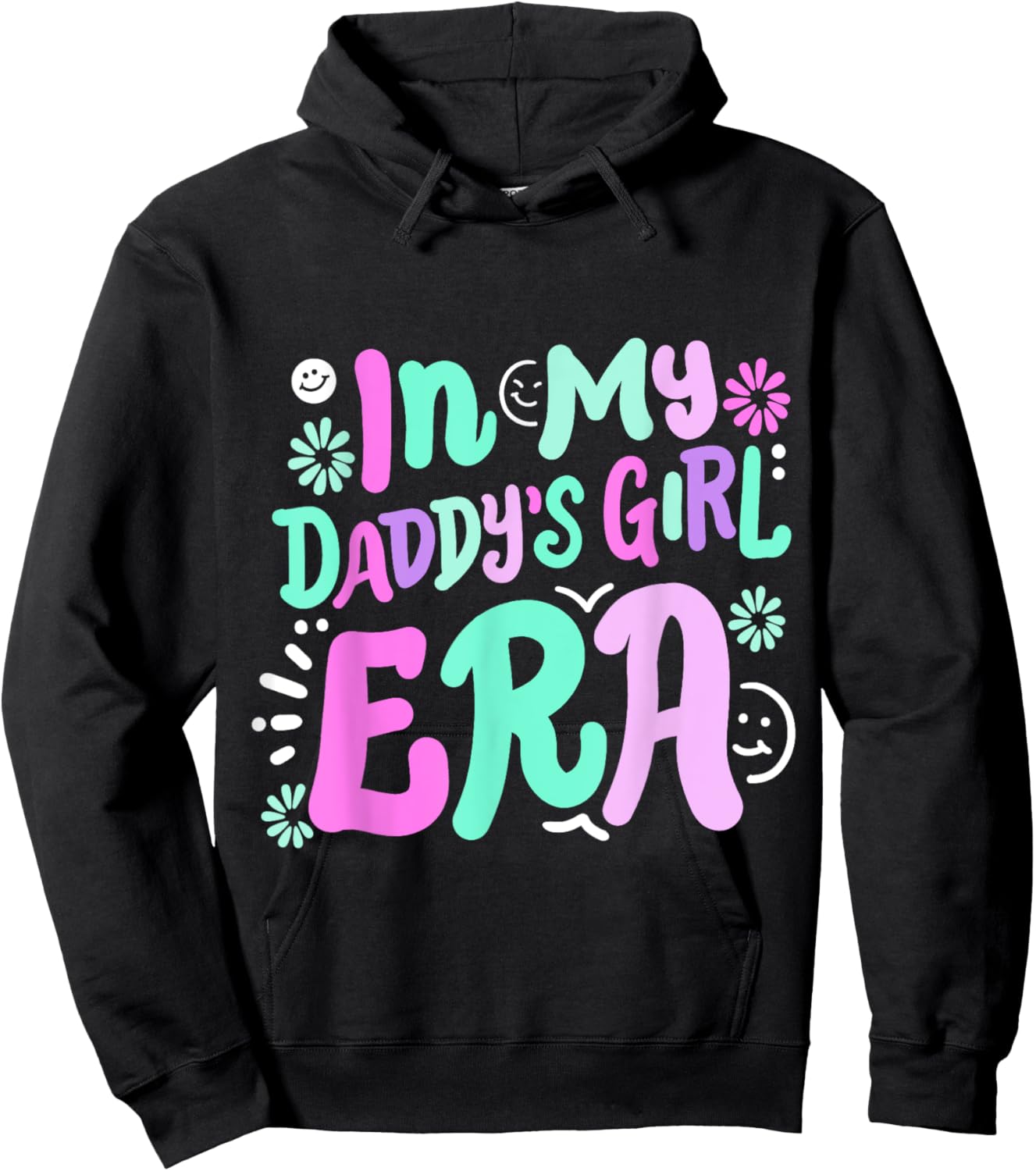 In My Daddy's Girl Era Retro Groovy Girls Kids Father's Day Hoodie - Hoodie | Black