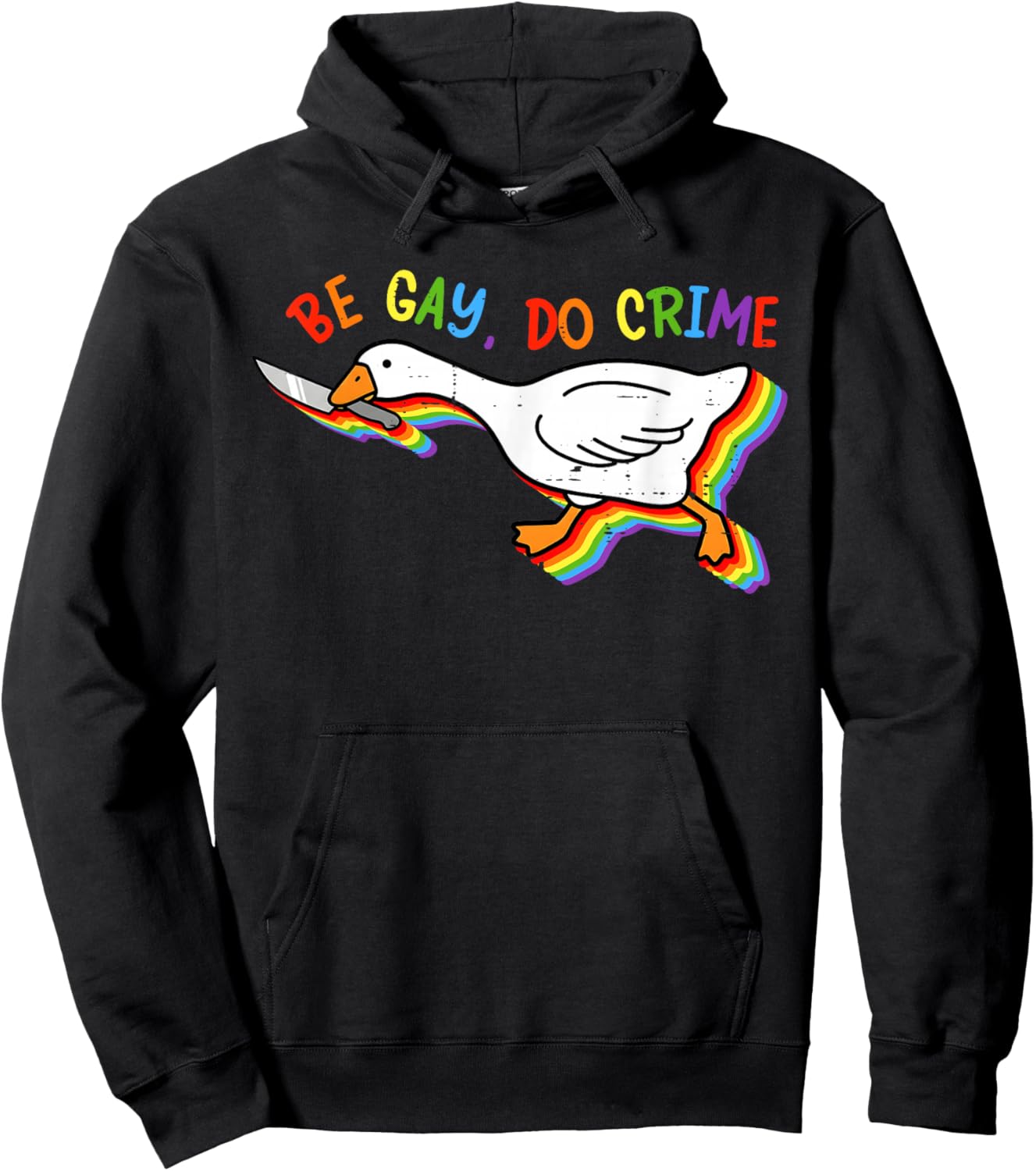 Funny Rainbow Goose Be Gay Do Crime Pride LGBT Men Women Hoodie - Hoodie | Black