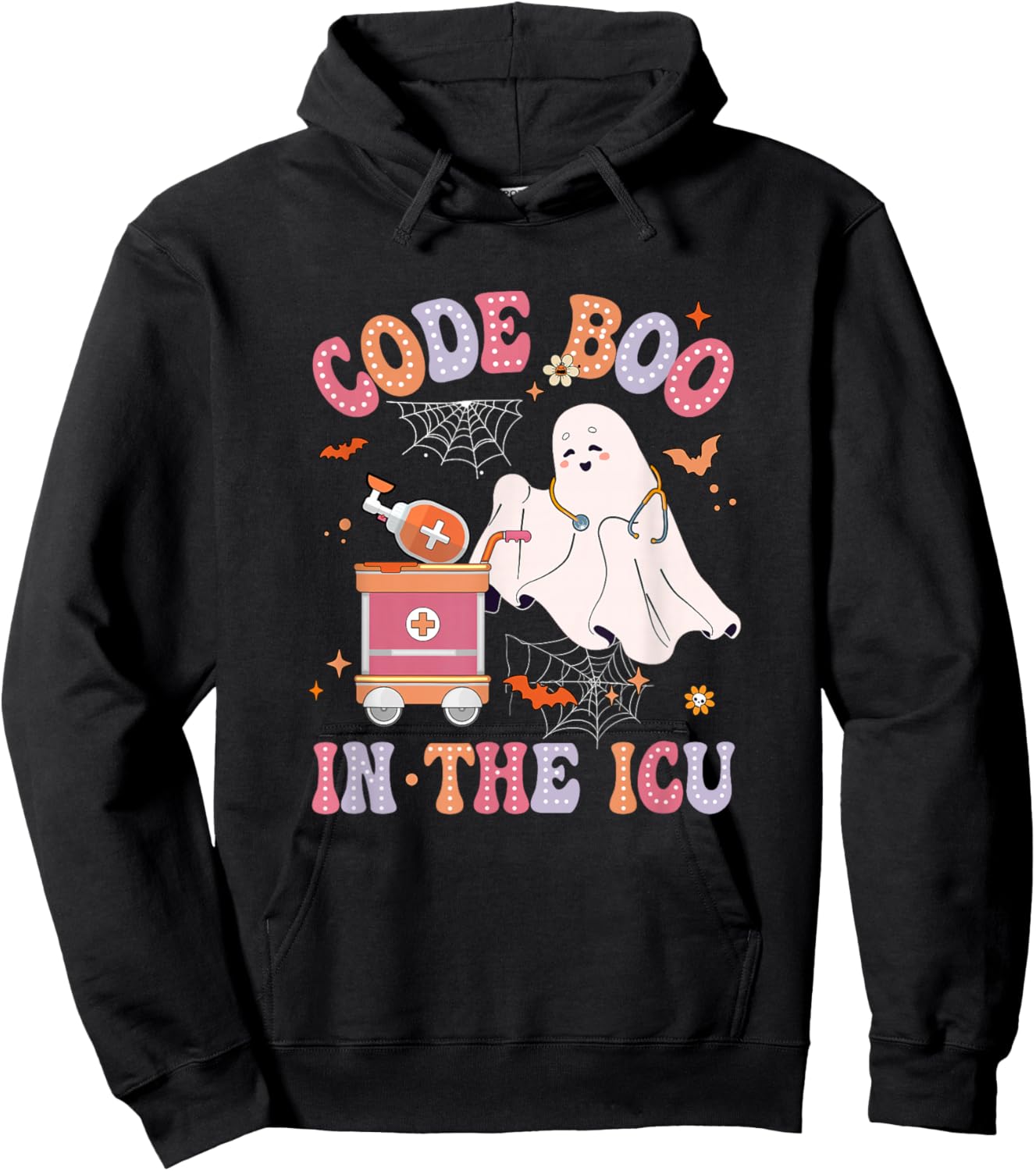 Ghost Code Boo In The Icu Nursing Nurse Halloween Costume Hoodie - Hoodie | Black