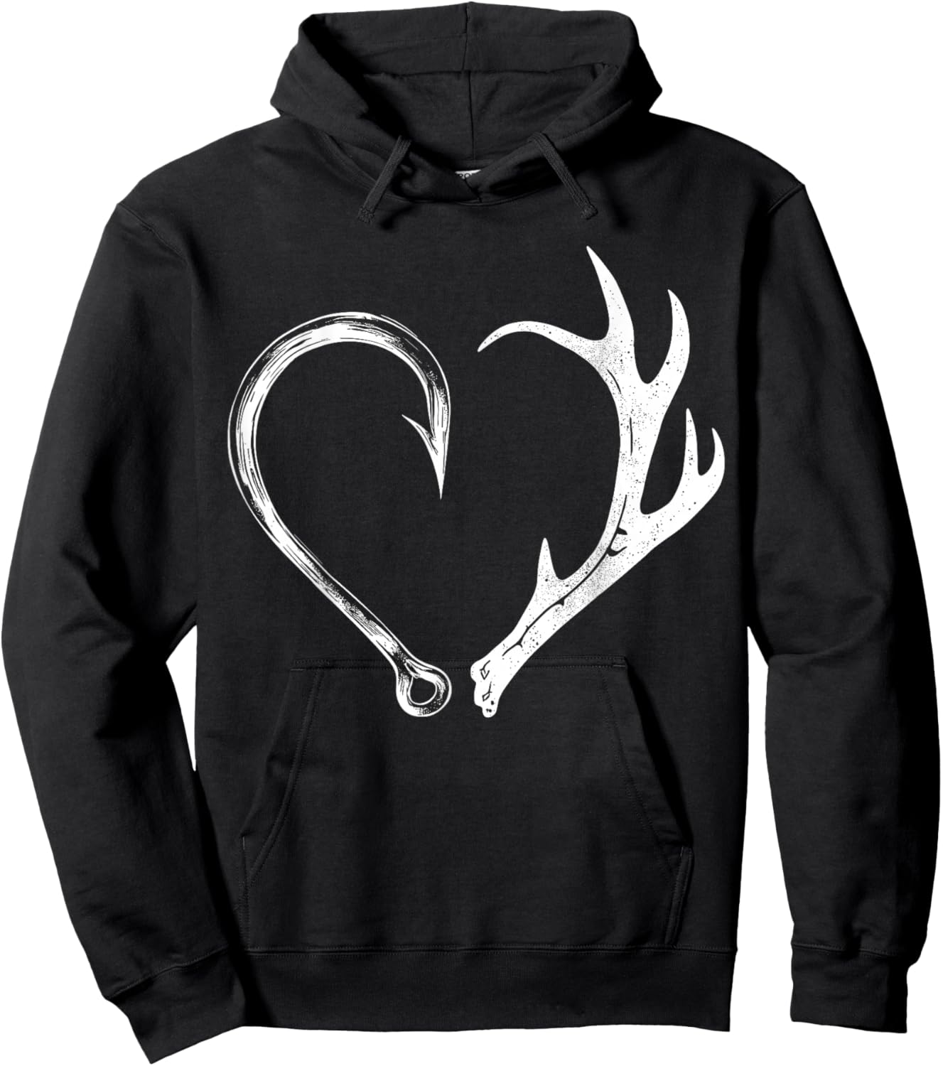Fishing Hunting Heart Design for Outdoor Lovers Hoodie - Hoodie | Black