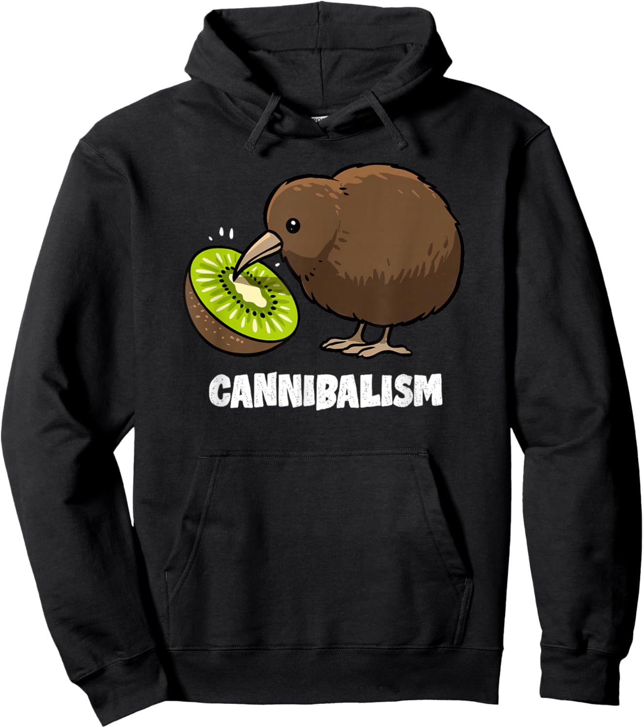 Kiwi Cannibalism Funny Kiwi Bird Joke Cannibal Pun Bird Hoodie - Hoodie | Black