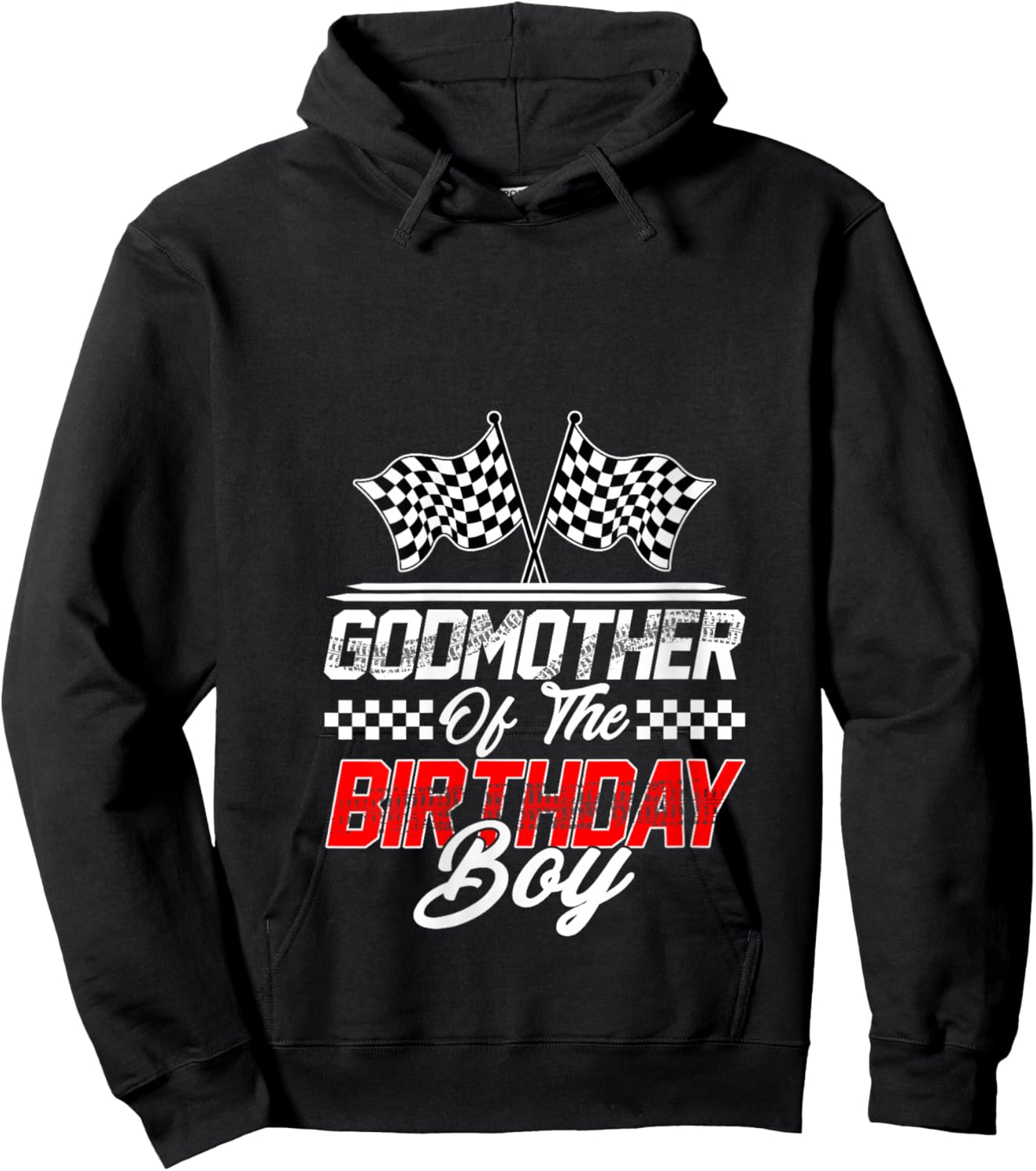Women's Race Car Godmother of The Birthday Boy Racing Family V-Neck Hoodie - Hoodie | Black