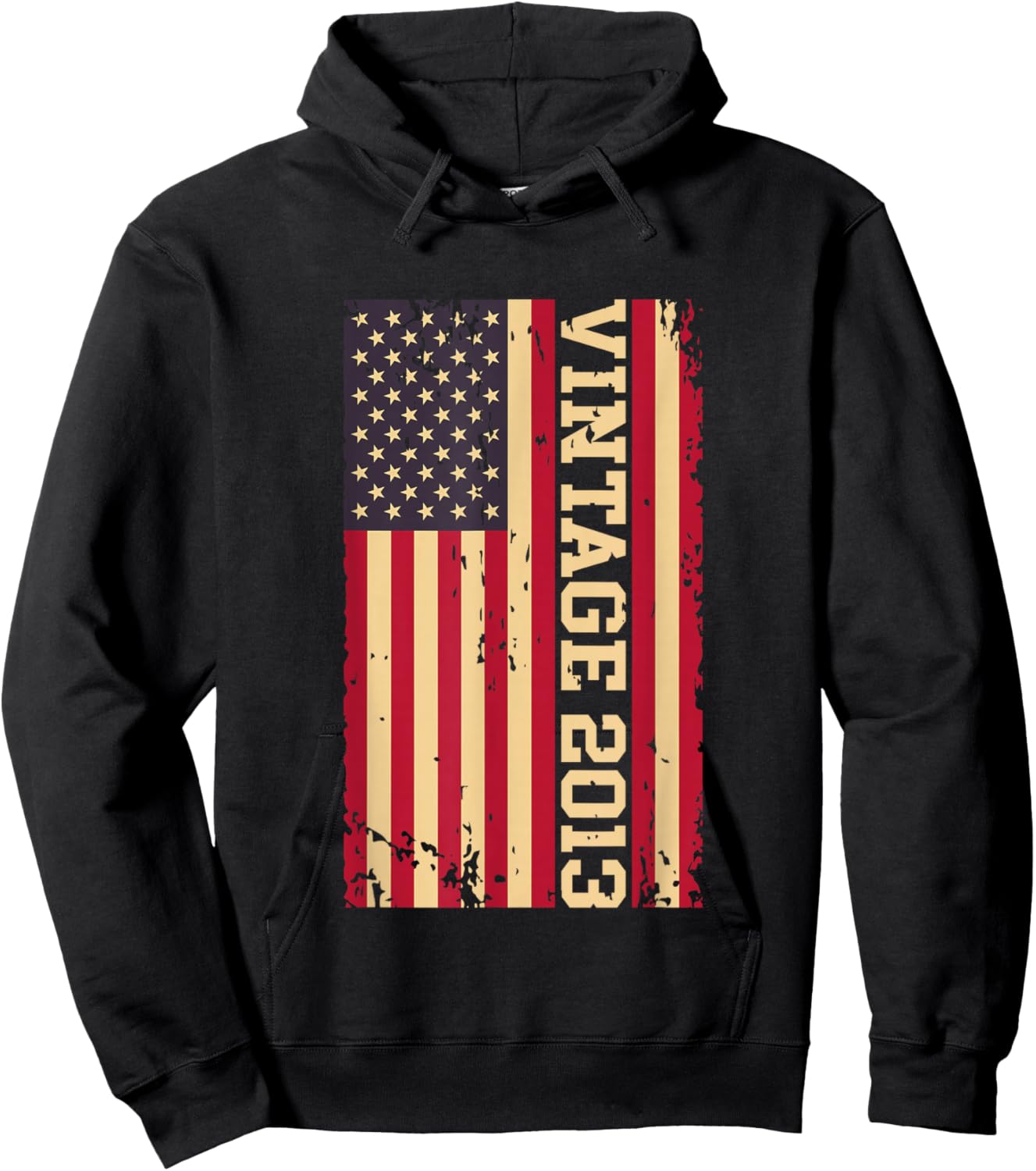 2013 Vintage 13th Birthday 13 years old American USA Flag Hoodie - Hoodie | Black