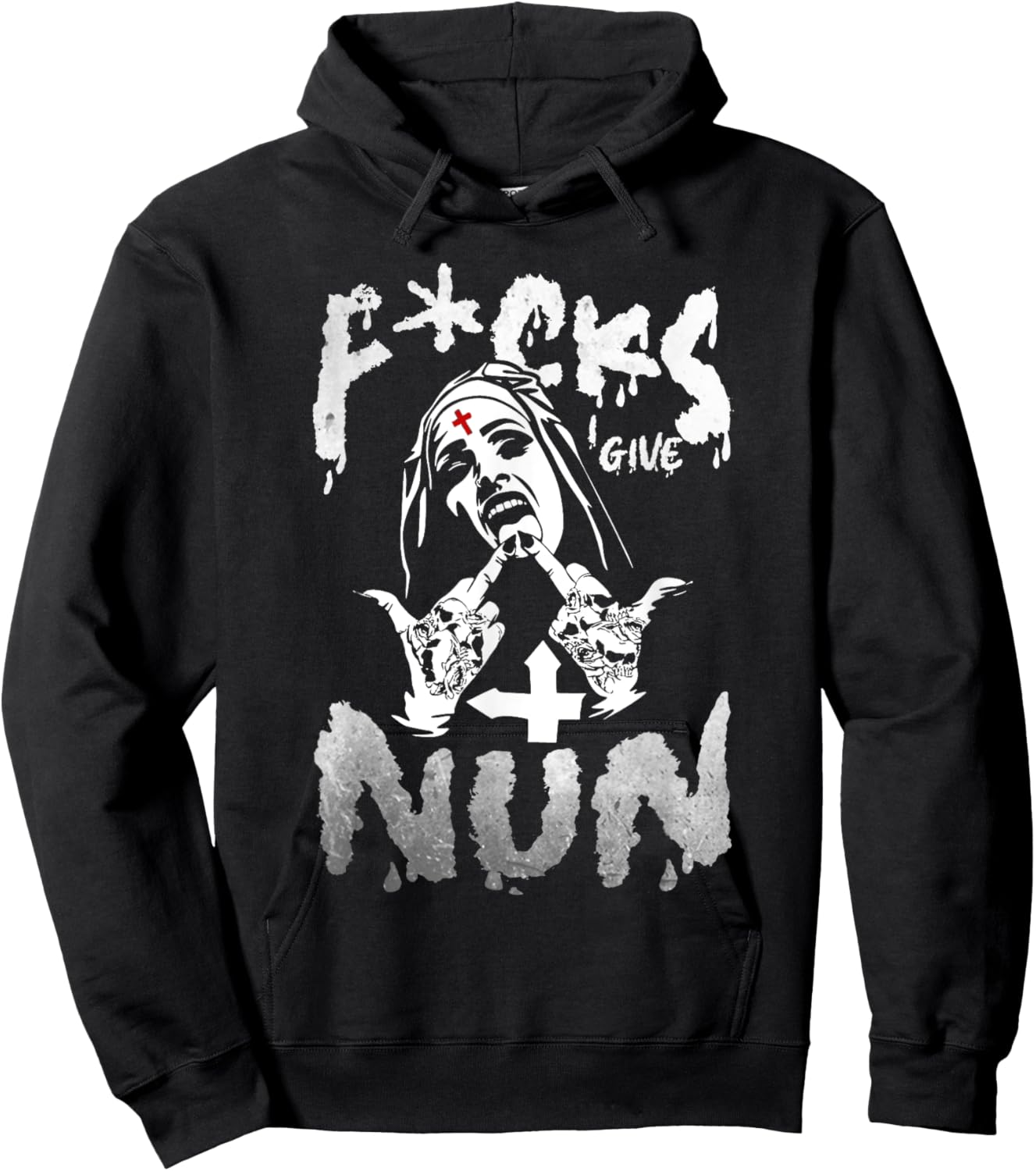 F-cks I Give Nun Dark Humor Gothic Design Hoodie - Hoodie | Black