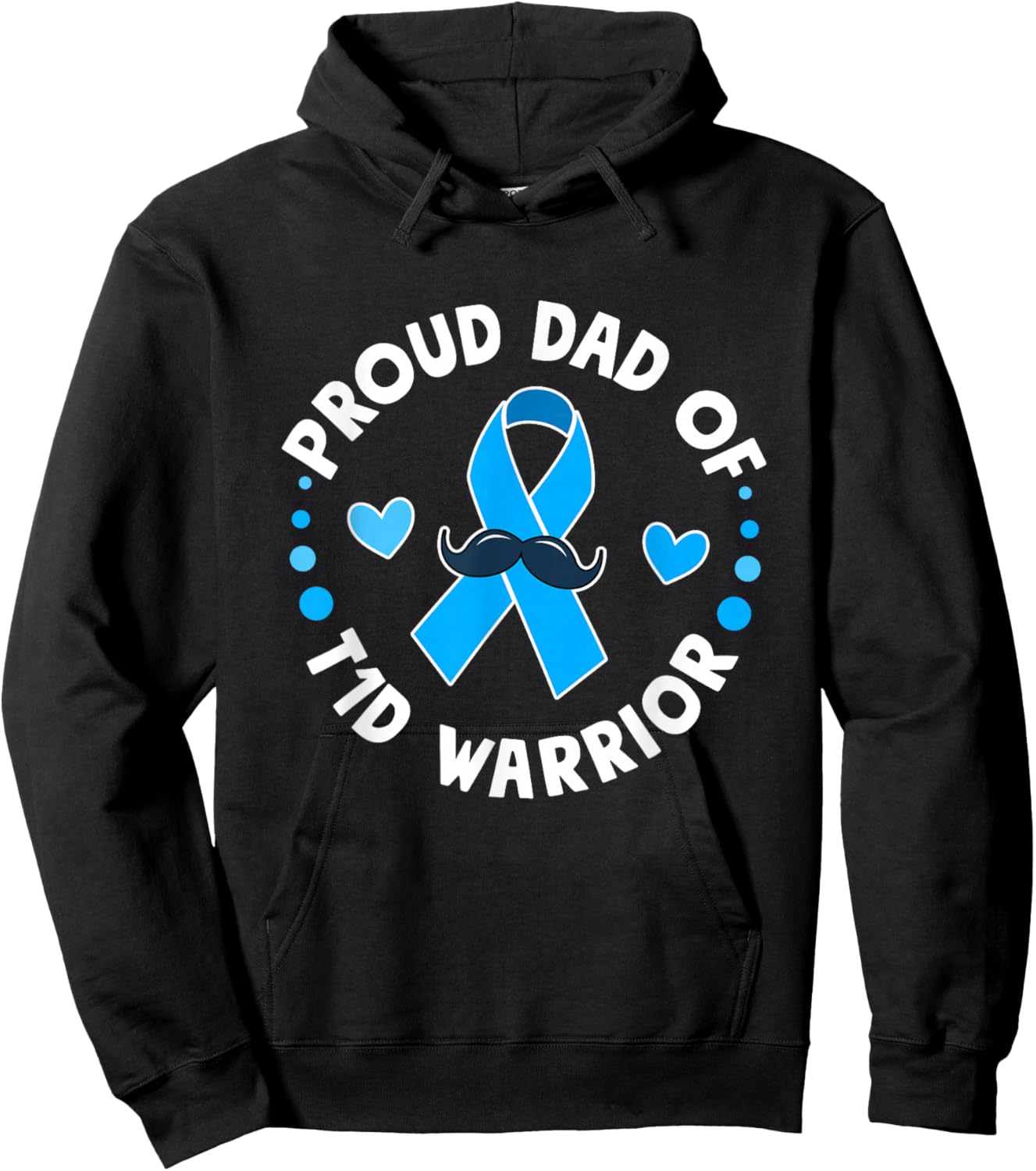T1D Proud Dad Diabetes Awareness Type 1 Hoodie - Hoodie | Black