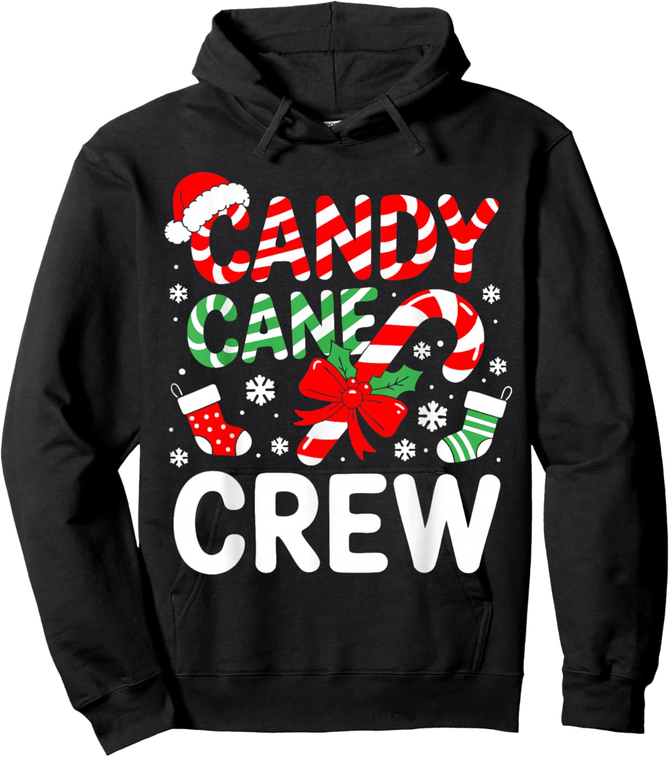 Candy Cane Crew Shirt Adult Men Women Kids Christmas Pajamas Hoodie - Hoodie | Black