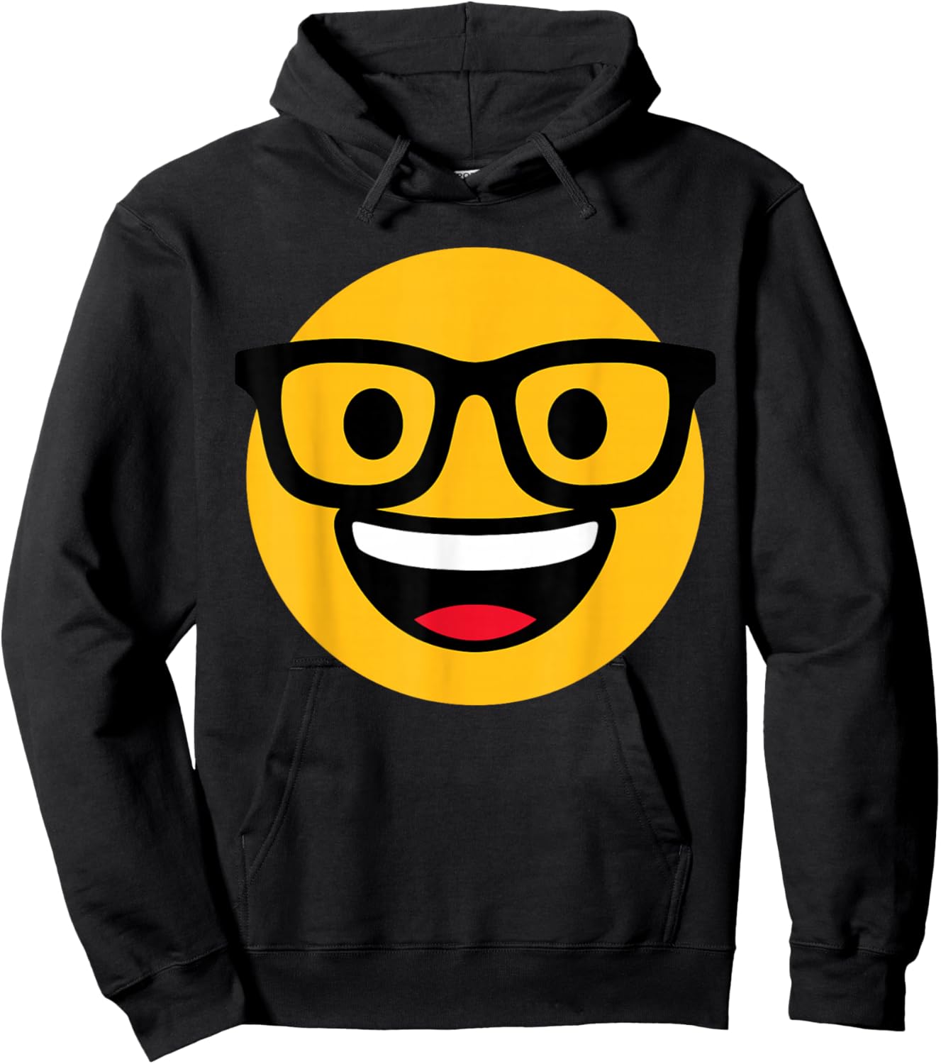 Funny Emoticon Nerd Buckteeth Nerdy Face with Glasses Hoodie - Hoodie | Black