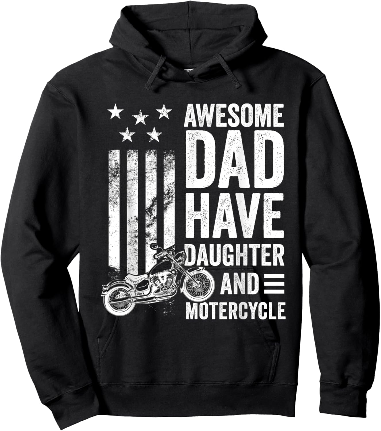 Awesome Dads Have Daughters And Motorcycle Father's Day Hoodie - Hoodie | Black