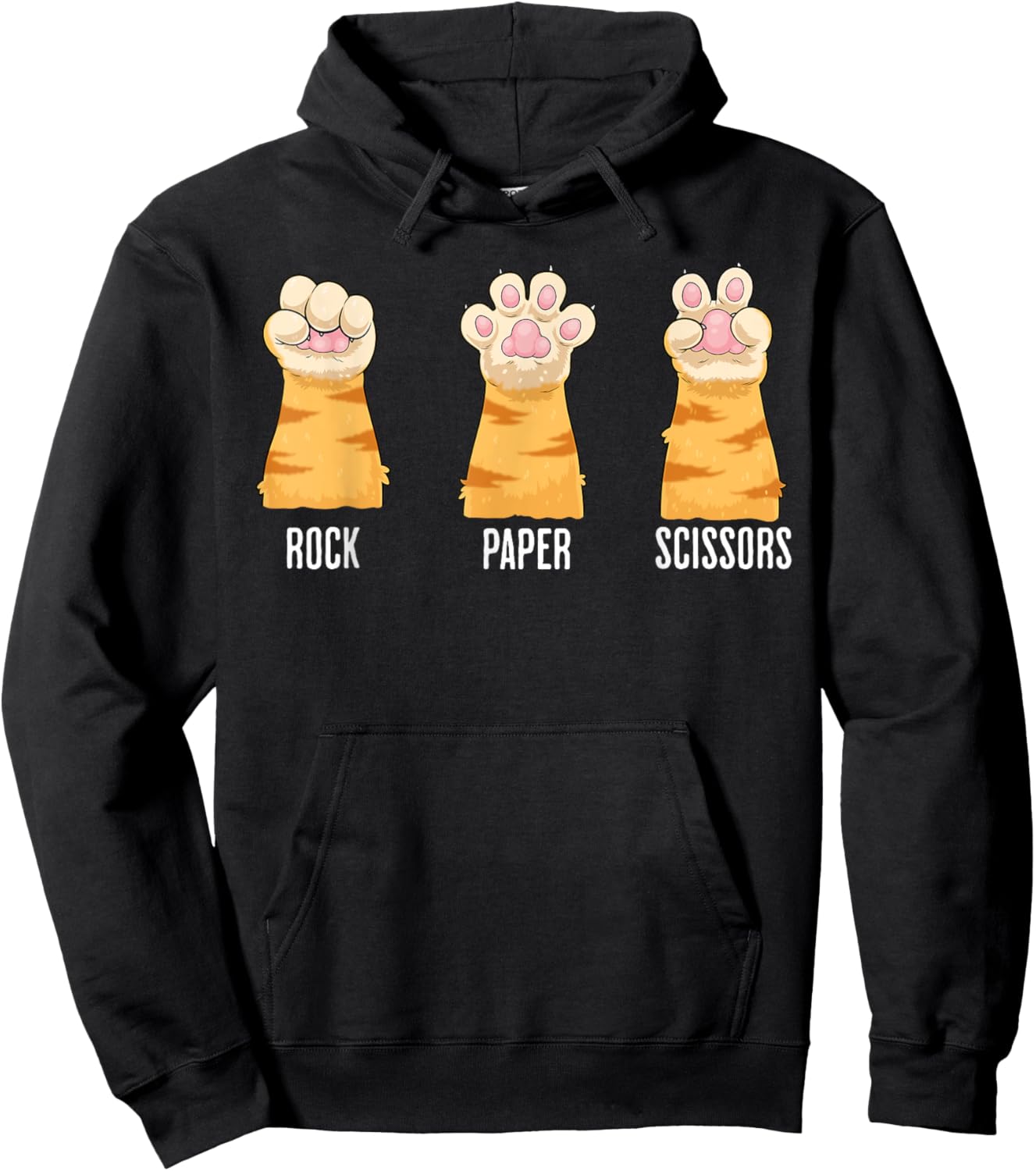 Rock Paper Scissors Cat Paws Funny Hand Game Kitten Cat Paw Men Women Kids Hoodie - Hoodie | Black