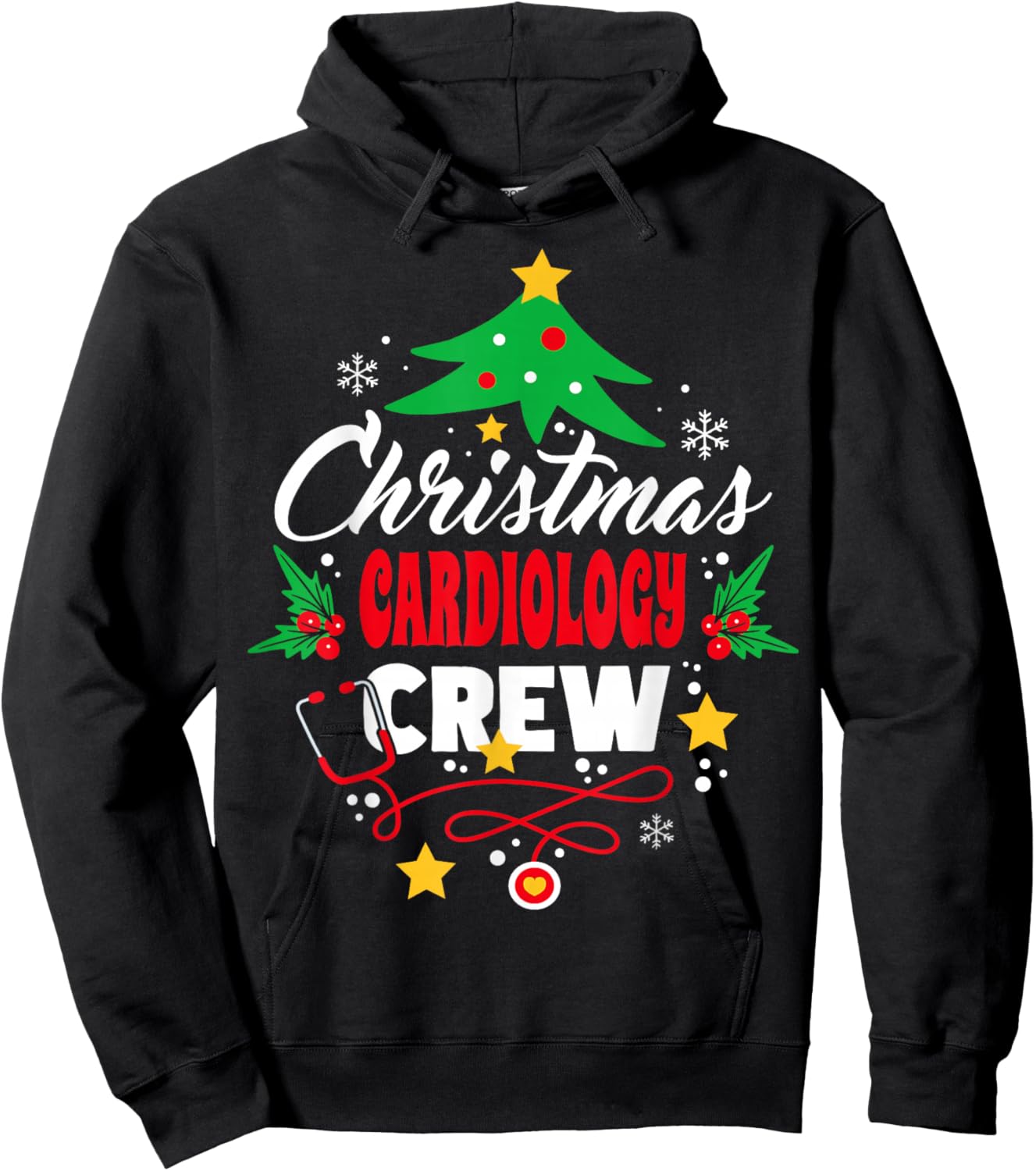 Cardiac Nurse Christmas Tree Cardiology Crew Nurse Hoodie - Hoodie | Black